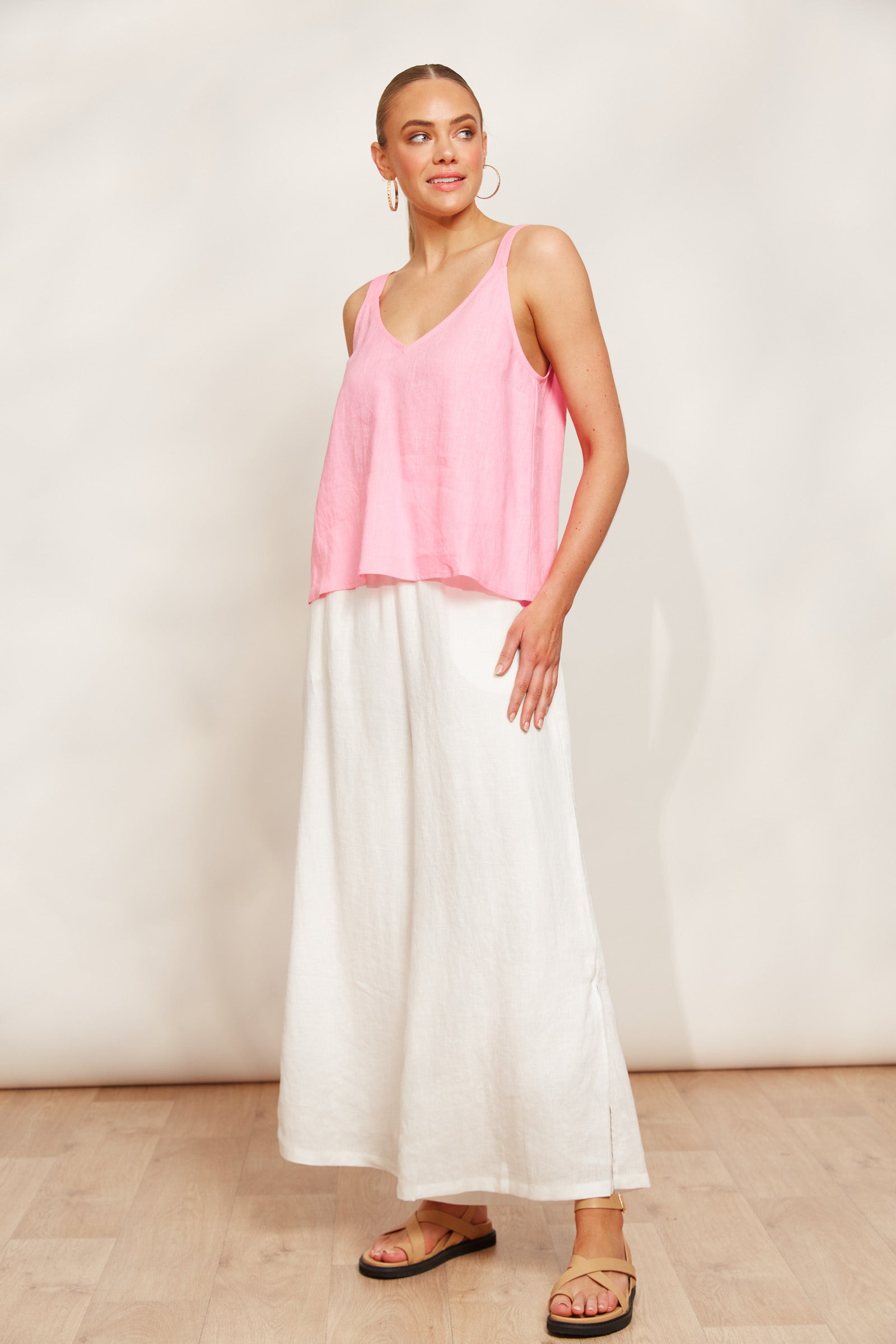 Sojourn Tank - Cameo - eb&ive Clothing - Top Strappy Linen