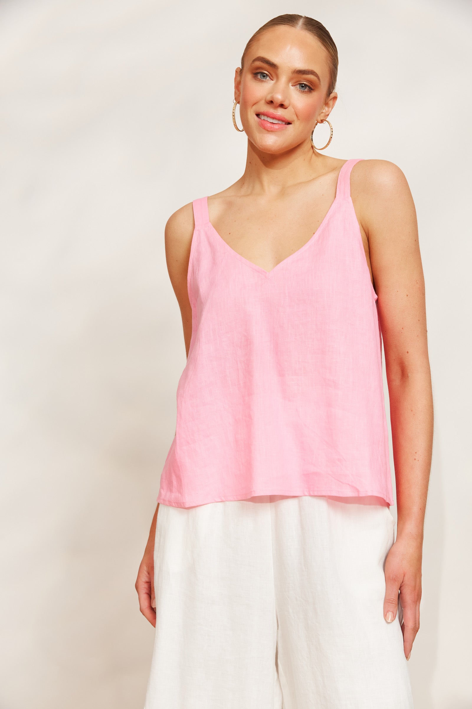 Sojourn Tank - Cameo - eb&ive Clothing - Top Strappy Linen