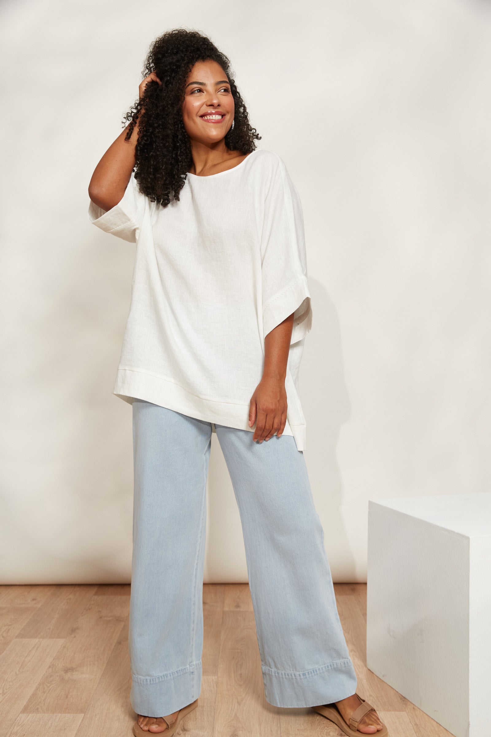 Seraphic Relaxed Top - Opal - eb&ive Clothing - Top S/S Linen One Size