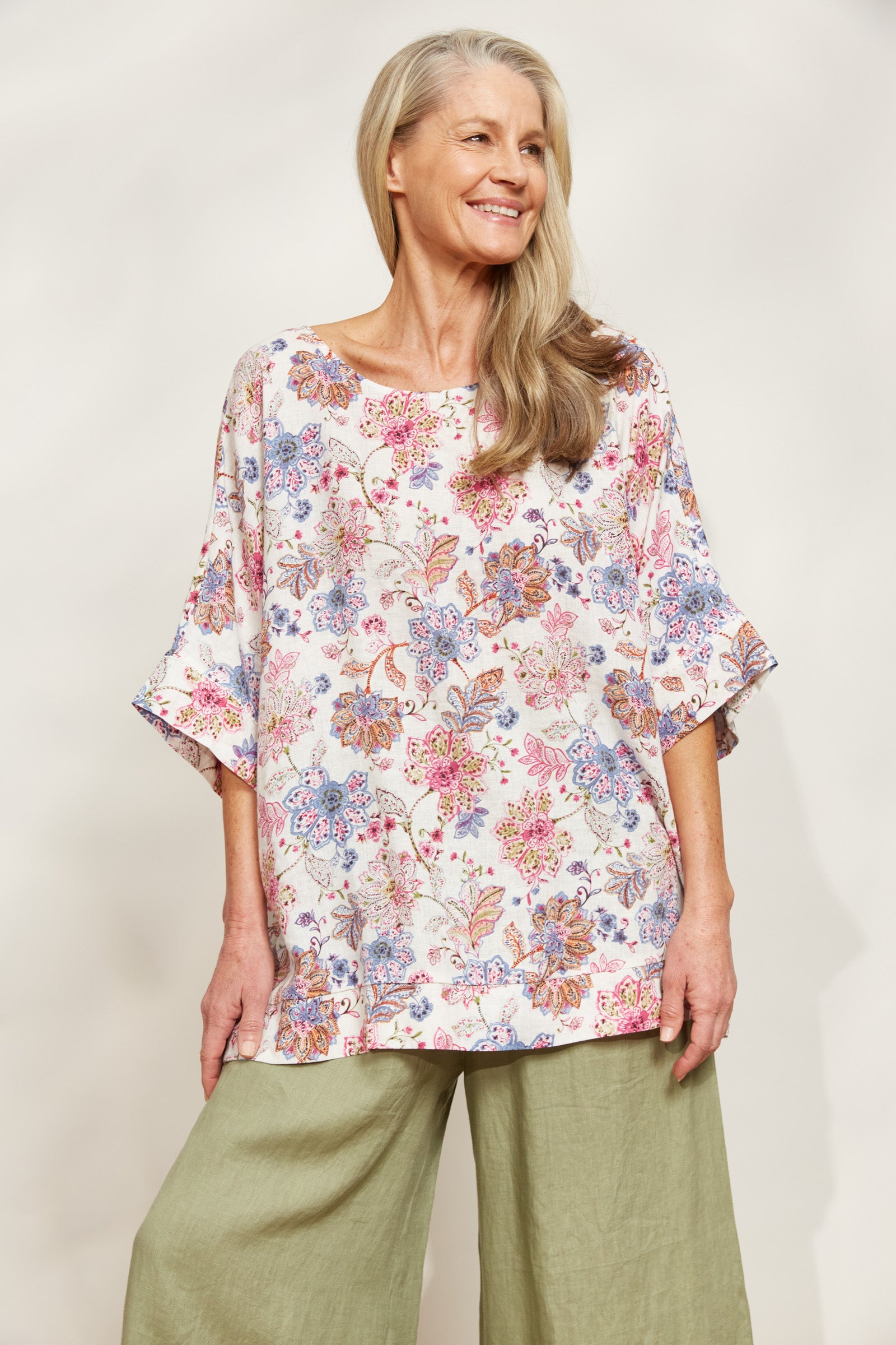 Seraphic Relaxed Top - Paisley - eb&ive Clothing - Top S/S Linen One Size