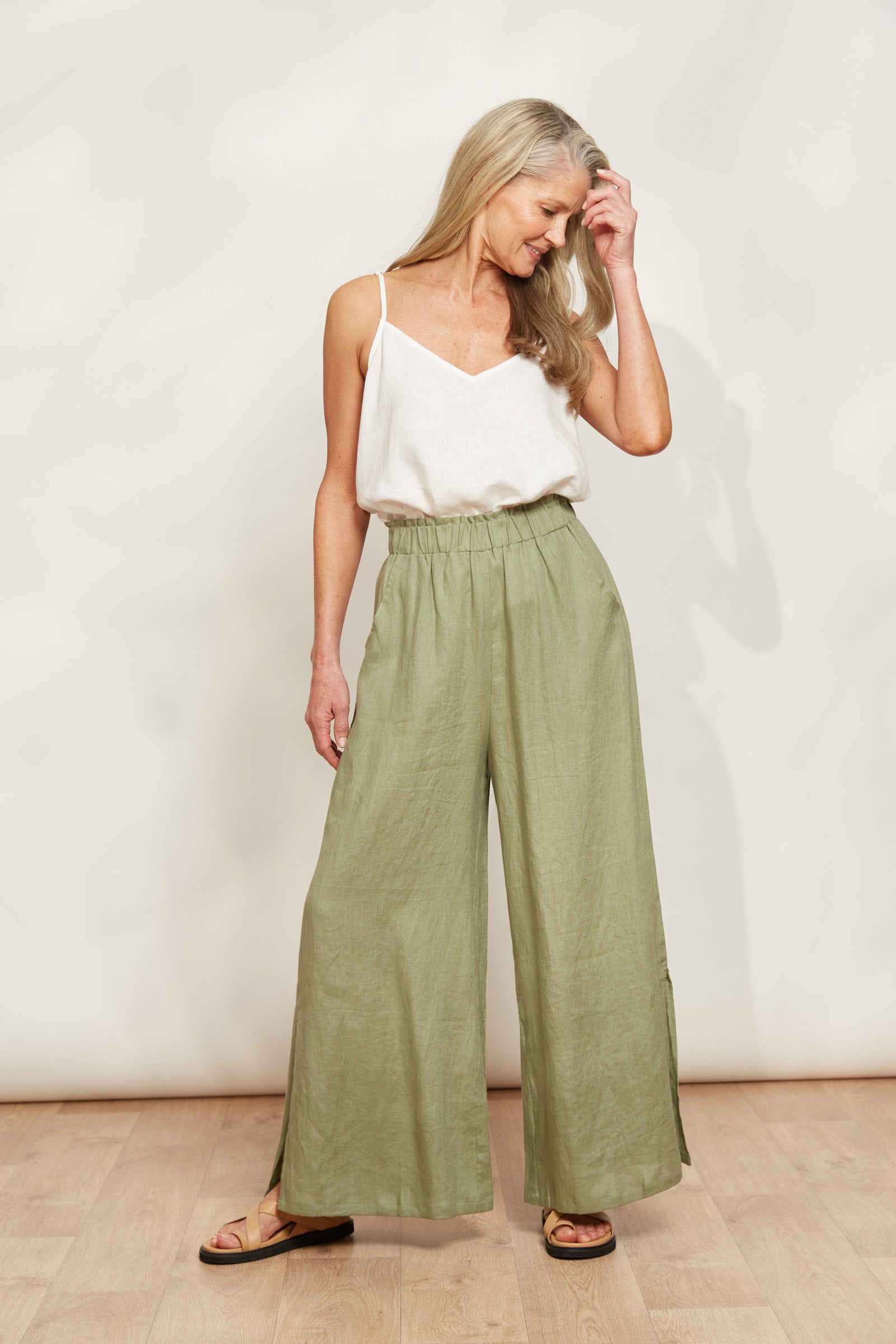 Sojourn Pant - Aloe - eb&ive Clothing - Pant Wide Linen