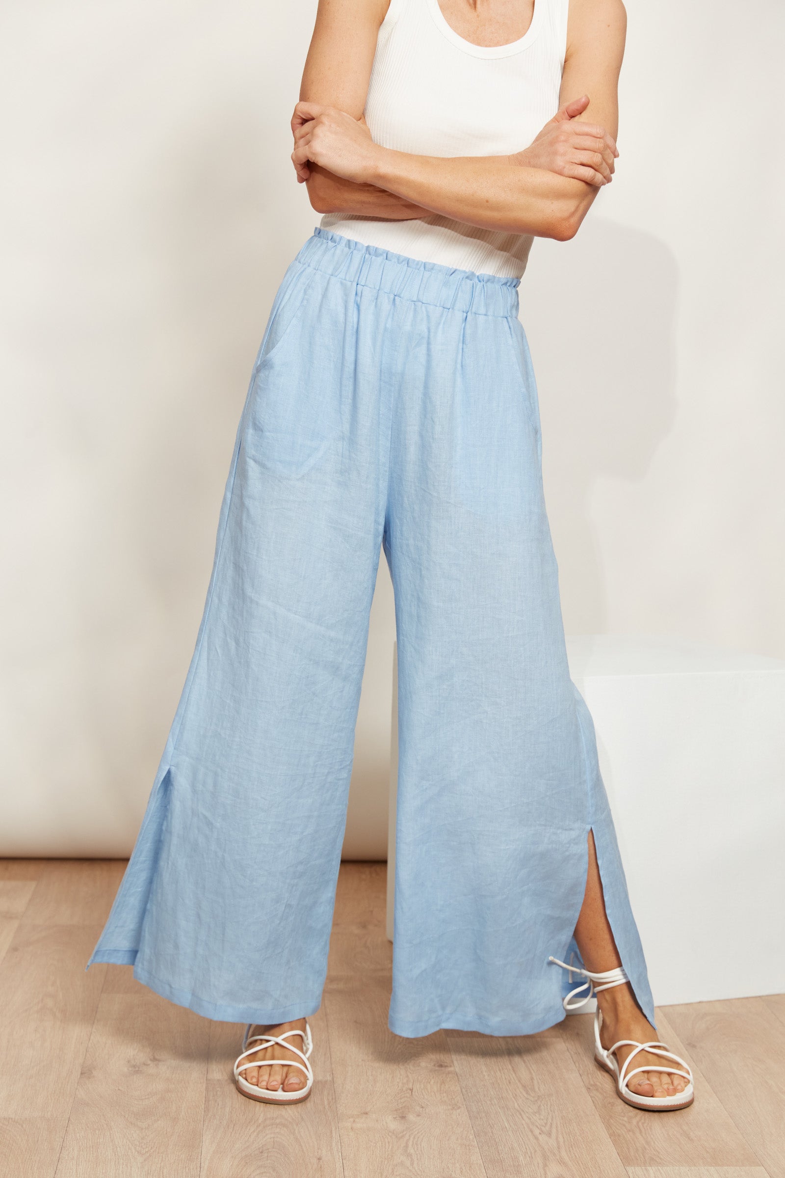 Sojourn Pant - Coast - eb&ive Clothing - Pant Wide Linen