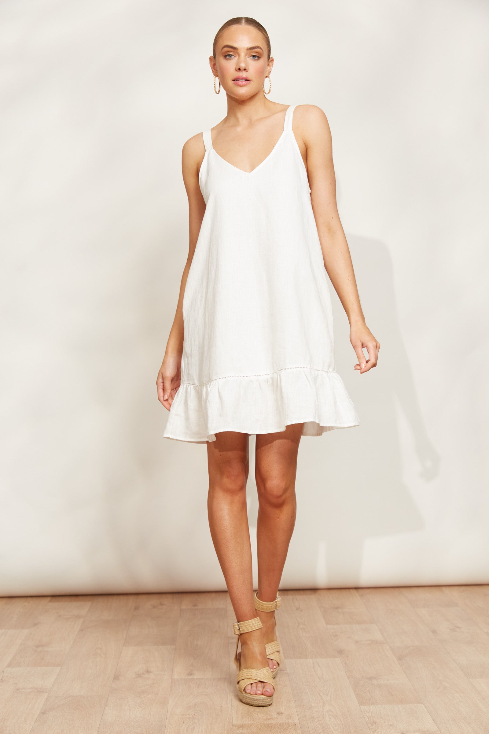 Sojourn Tank Dress - Opal - eb&ive Clothing - Dress Mid Linen