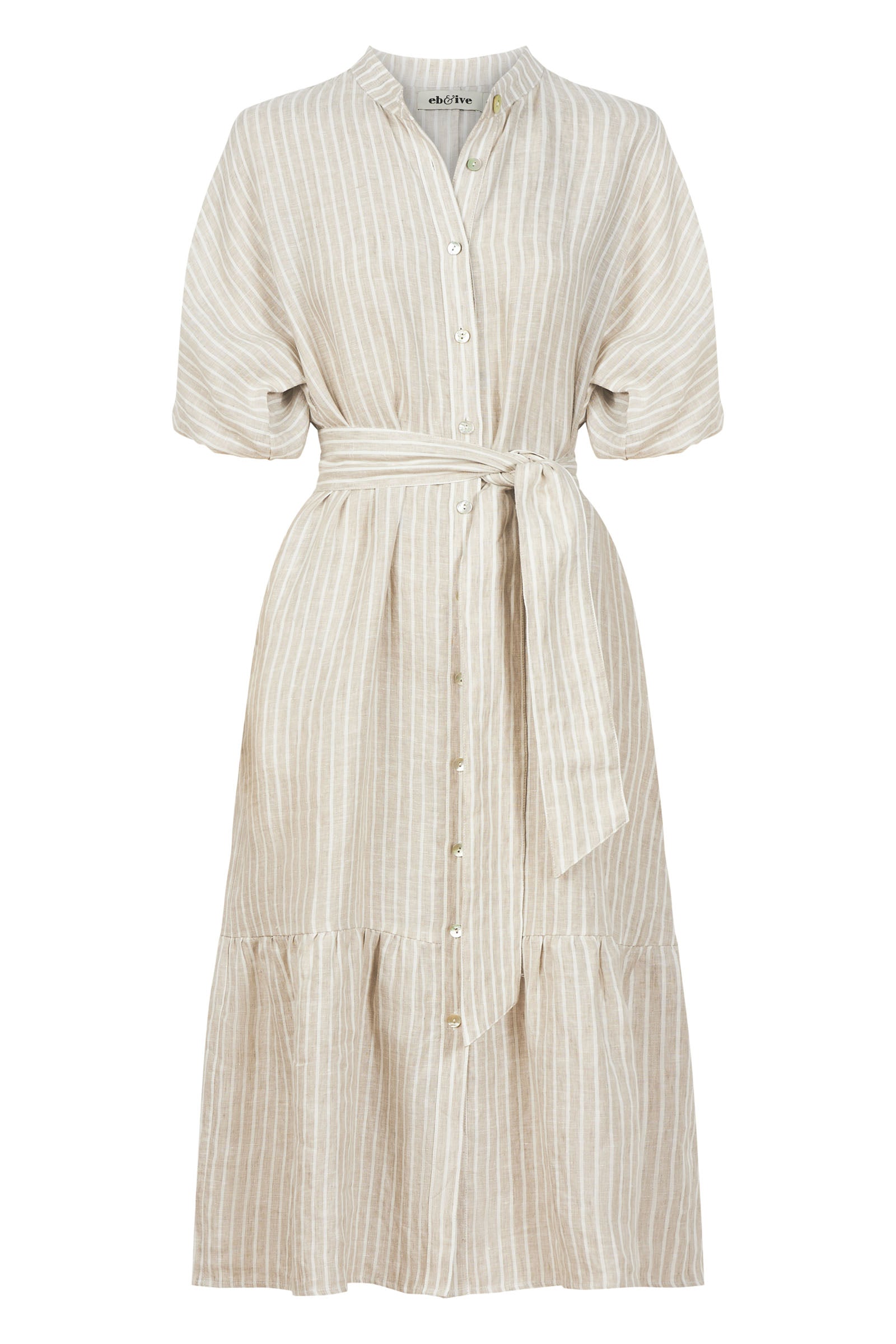 Sojourn Stripe Dress - Dune - eb&ive Clothing - Dress Maxi Linen