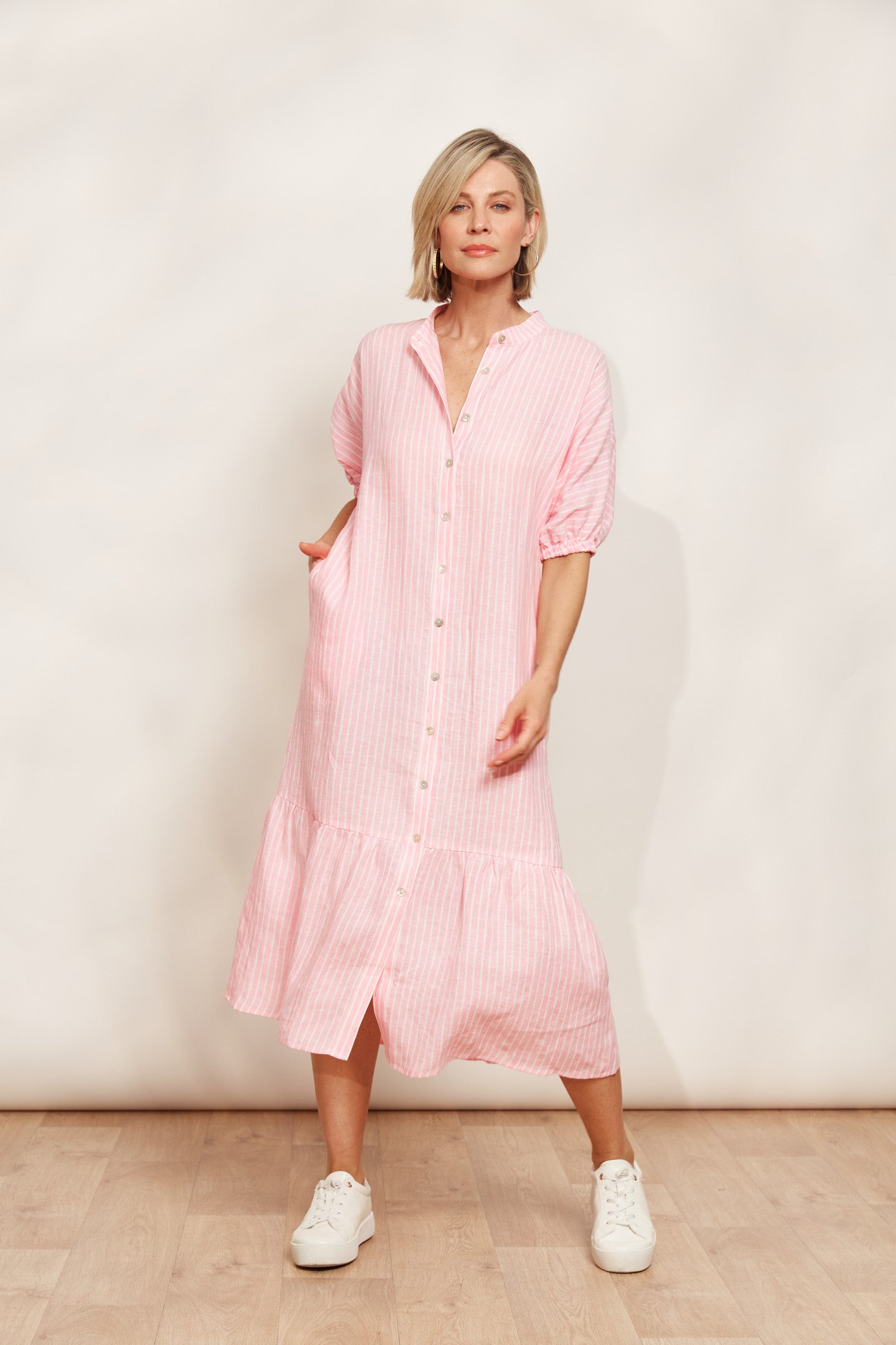 Sojourn Stripe Dress - Cameo - eb&ive Clothing - Dress Maxi Linen