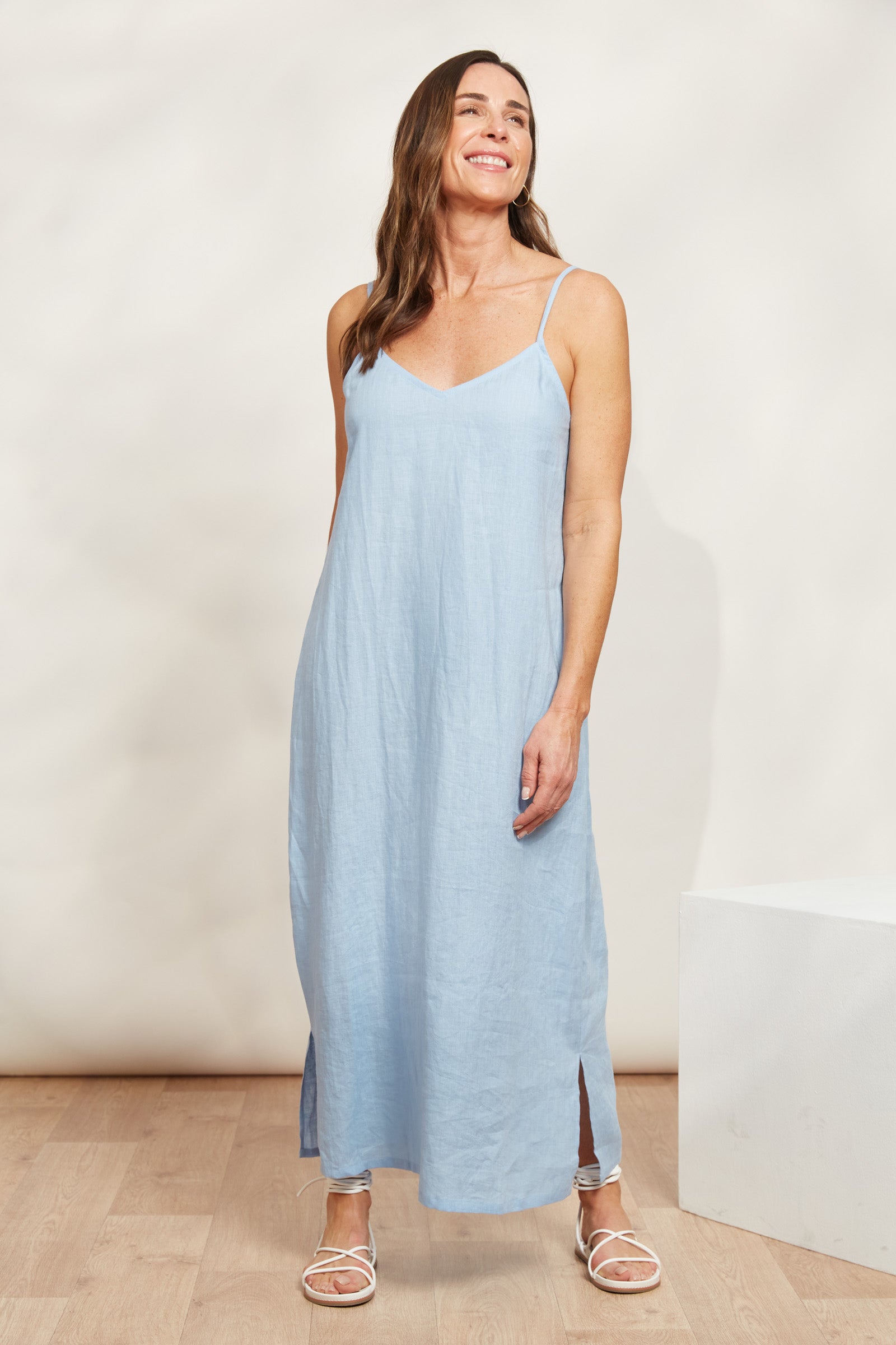 Sojourn Tank Maxi - Coast - eb&ive Clothing - Dress Strappy Maxi Linen