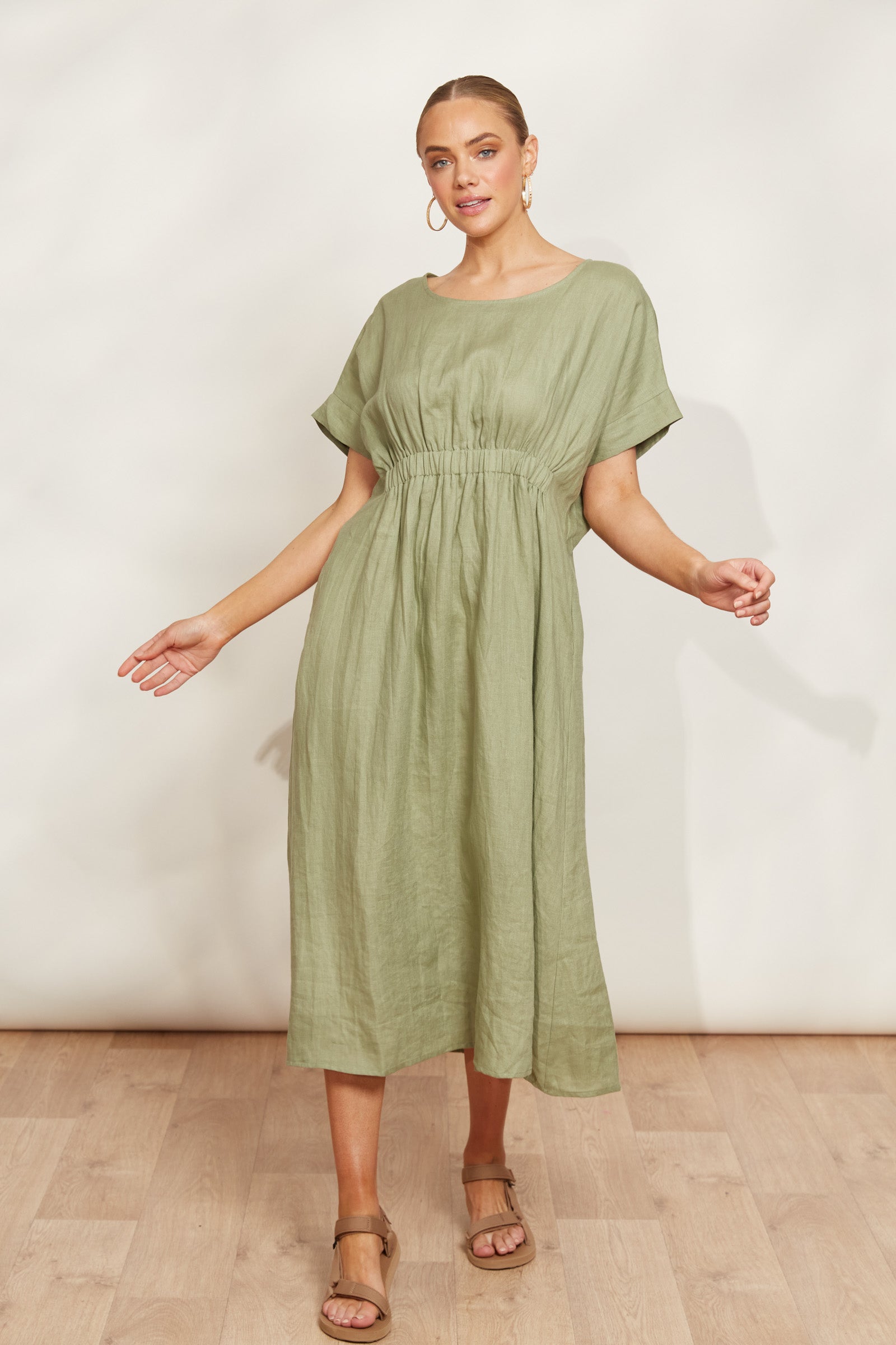 Sojourn Dress - Aloe - eb&ive Clothing - Dress Mid Linen