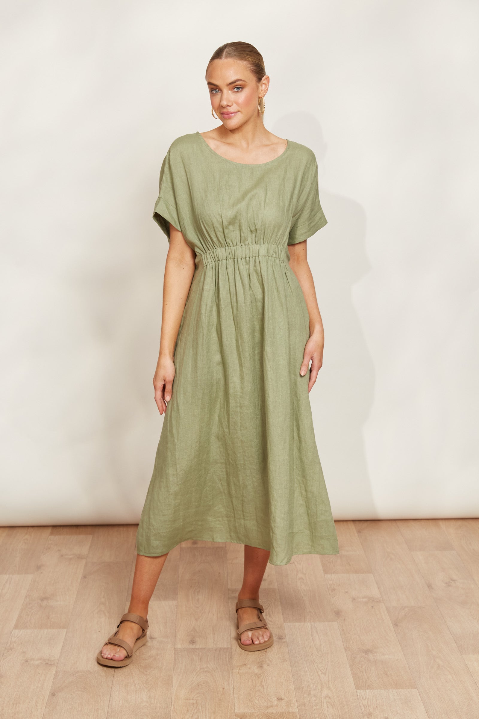 Sojourn Dress - Aloe - eb&ive Clothing - Dress Mid Linen