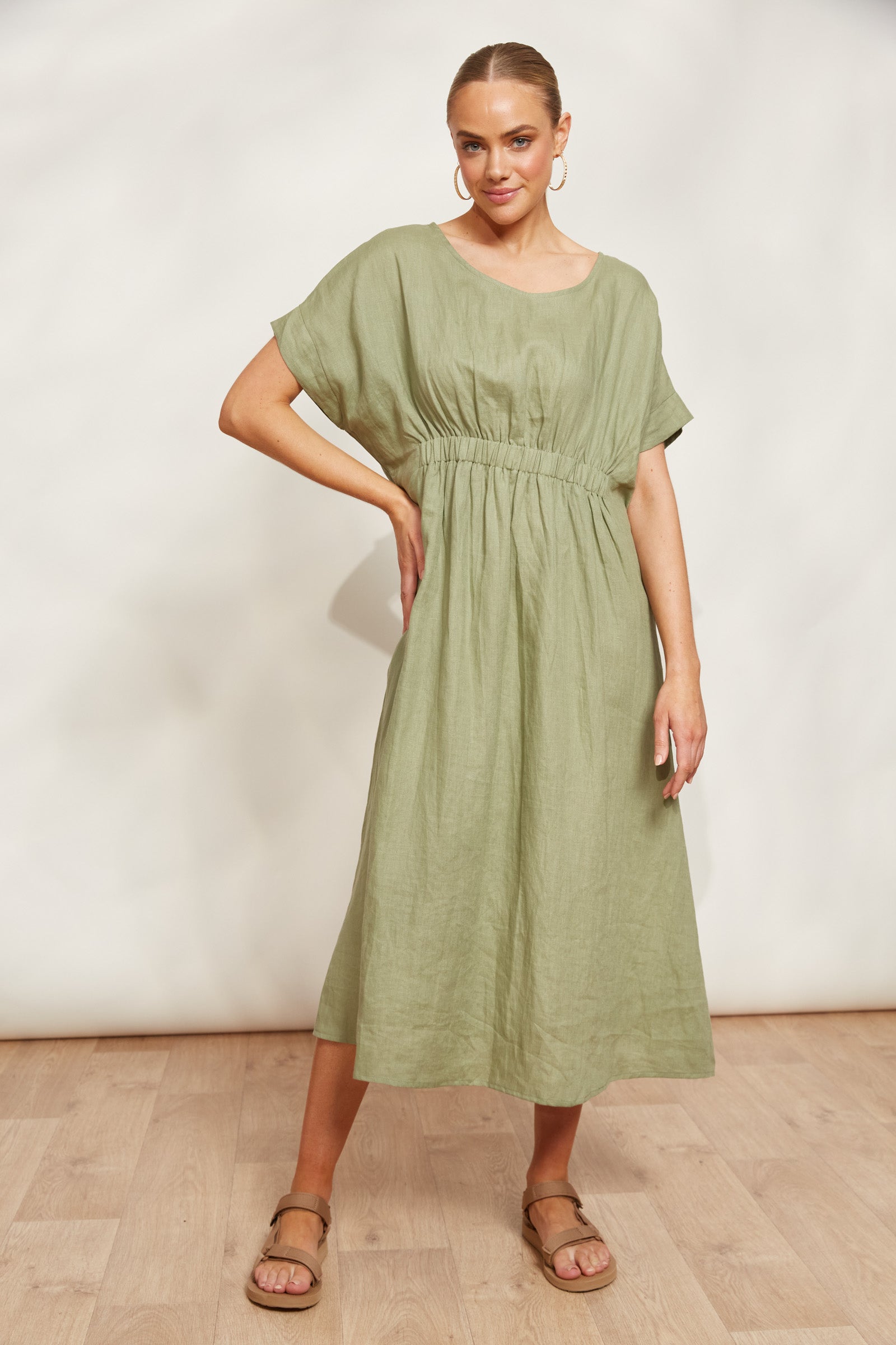 Sojourn Dress - Aloe - eb&ive Clothing - Dress Mid Linen