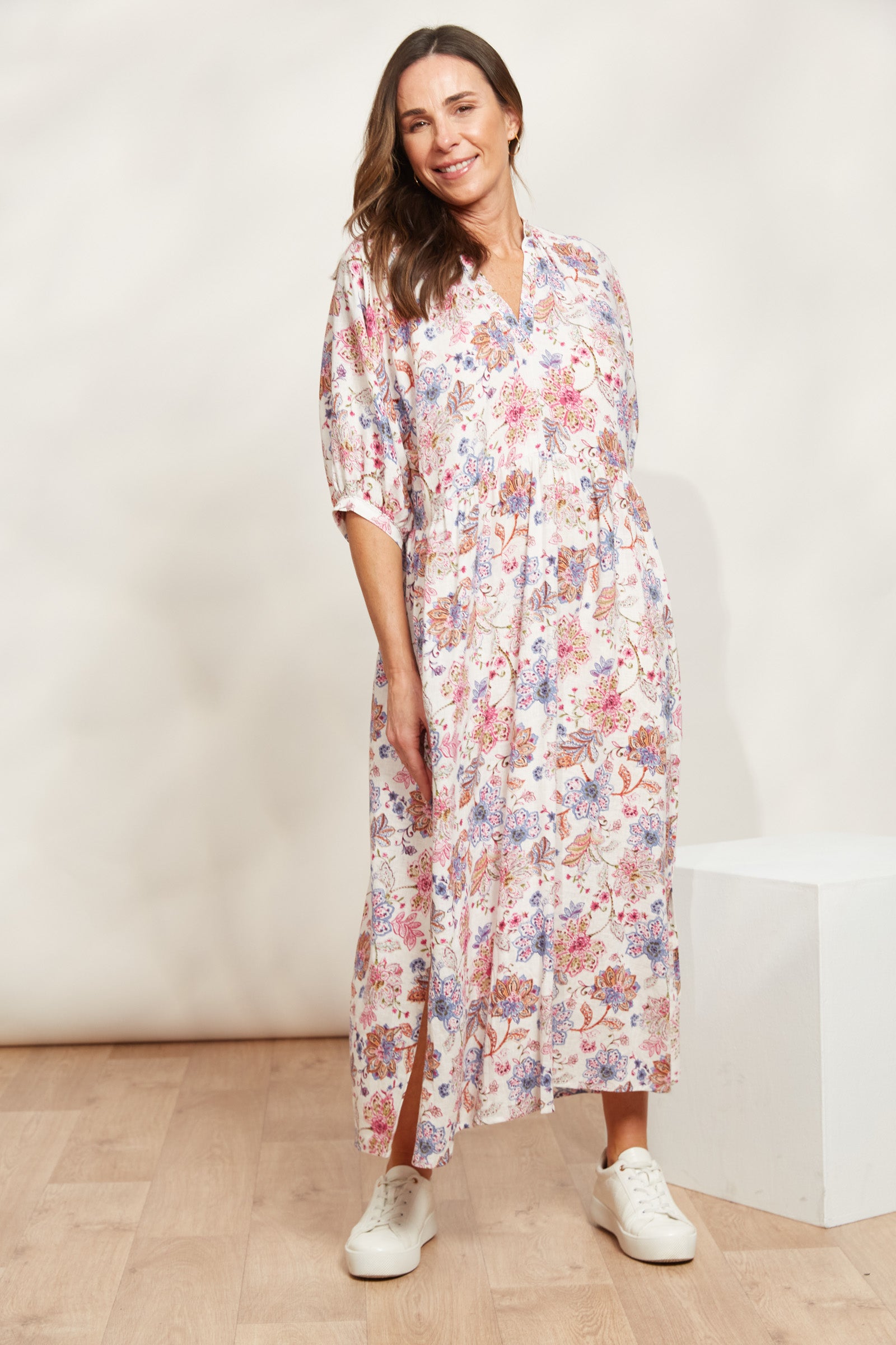 Seraphic Tie Dress - Paisley - eb&ive Clothing - Dress Mid Linen