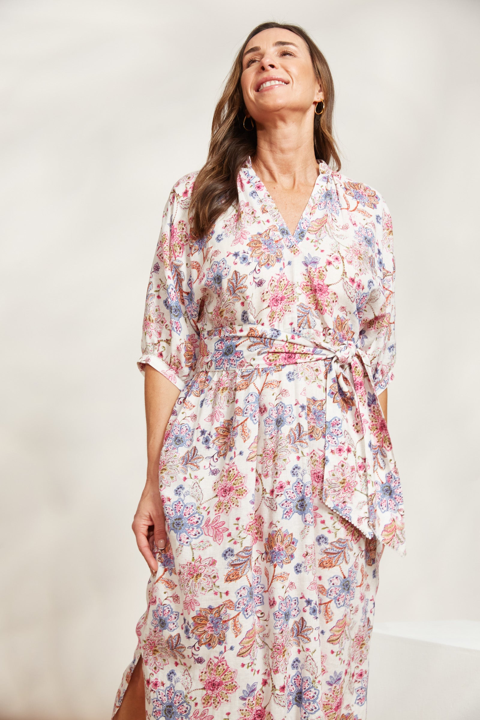 Seraphic Tie Dress - Paisley - eb&ive Clothing - Dress Mid Linen