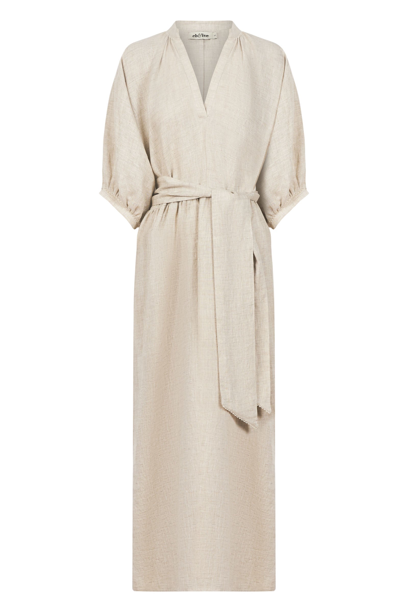 Seraphic Tie Dress - Dune - eb&ive Clothing - Dress Mid Linen