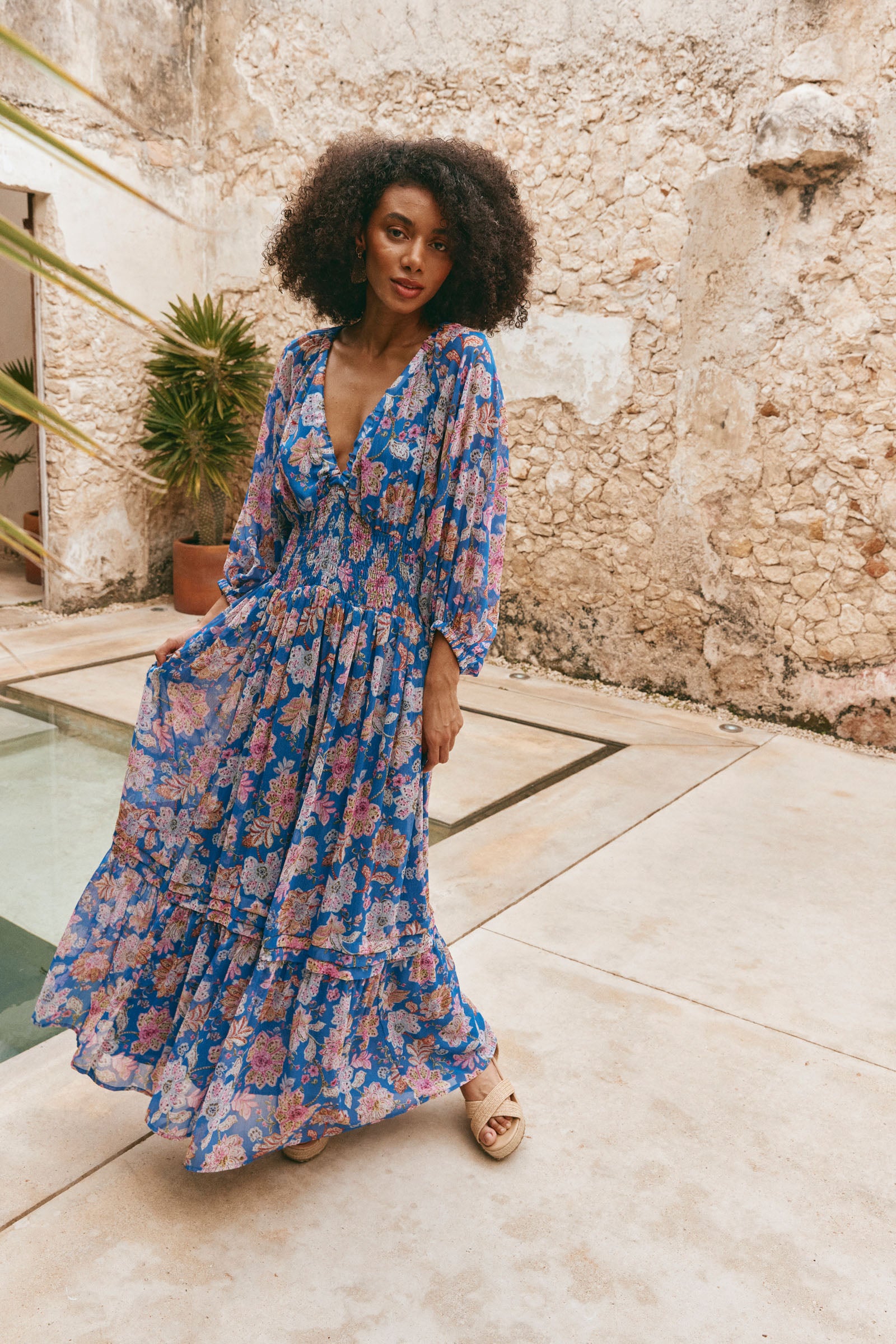 Sereno Maxi Dress - Palme - eb&ive Clothing - Dress Maxi