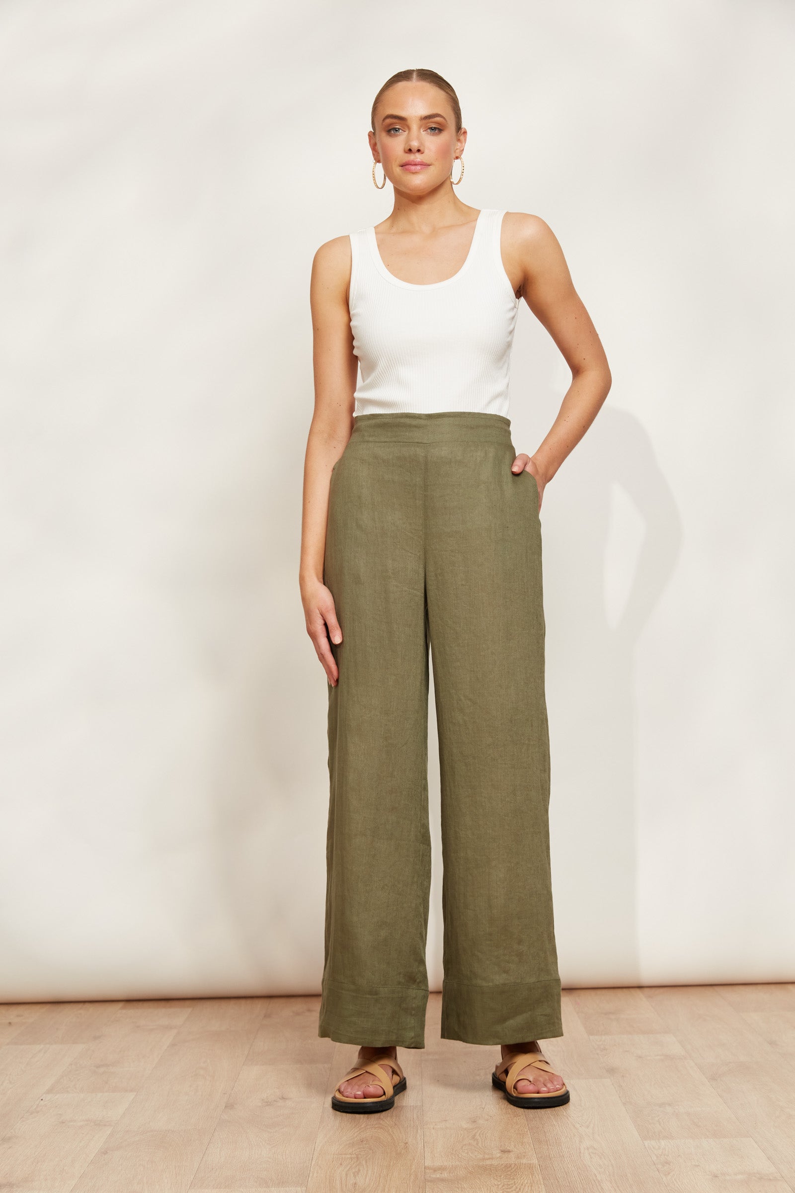 Studio Pant - Khaki - eb&ive Clothing - Pant Relaxed Linen