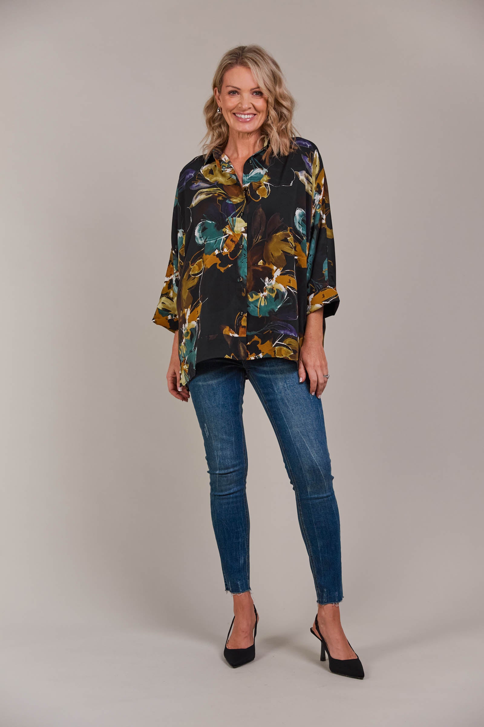 Elsie Relaxed Shirt - Botanical Black