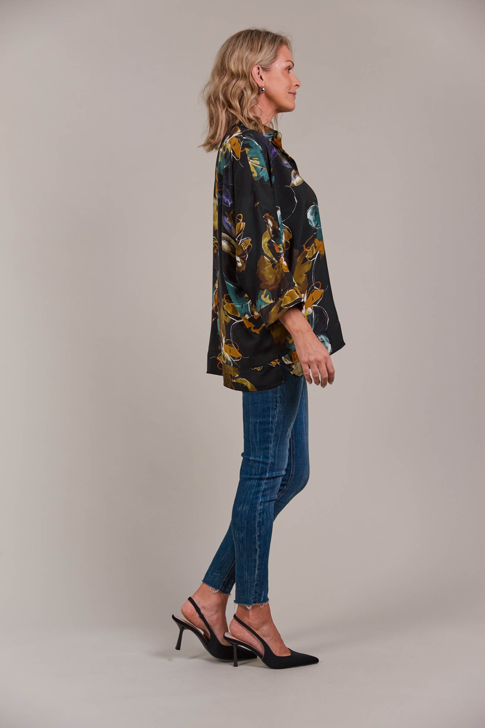 Elsie Relaxed Shirt - Botanical Black