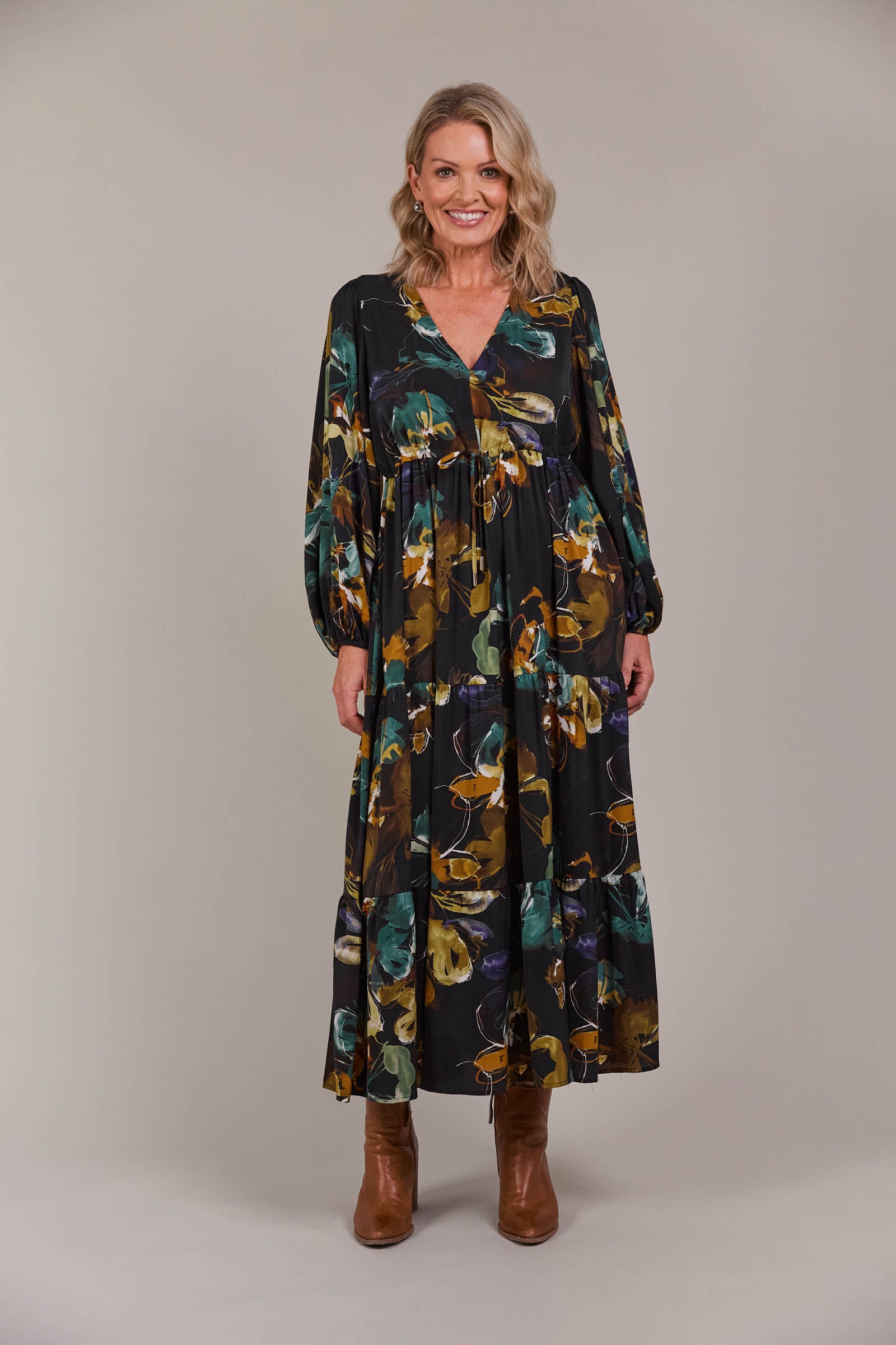 Elsie Maxi Dress - Botanical Black