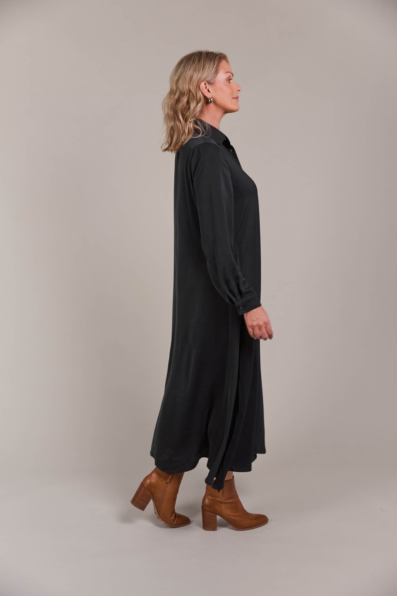 Elsie Shirt Dress - Black