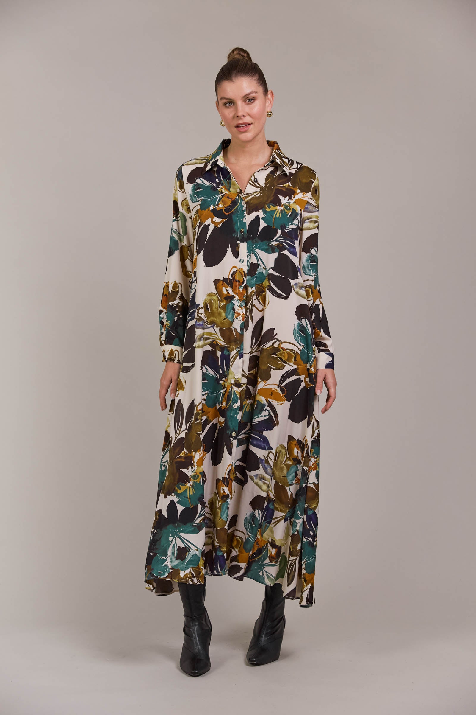 Elsie Shirt Dress - Botanical Tusk