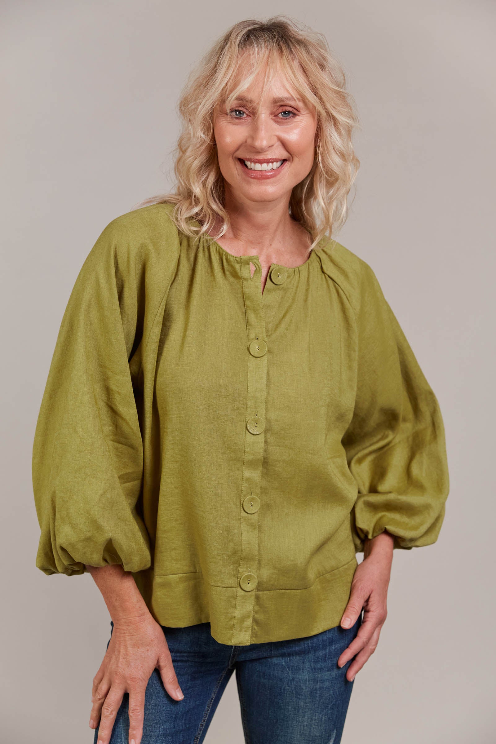 Laax Button Blouse - Chartreuse