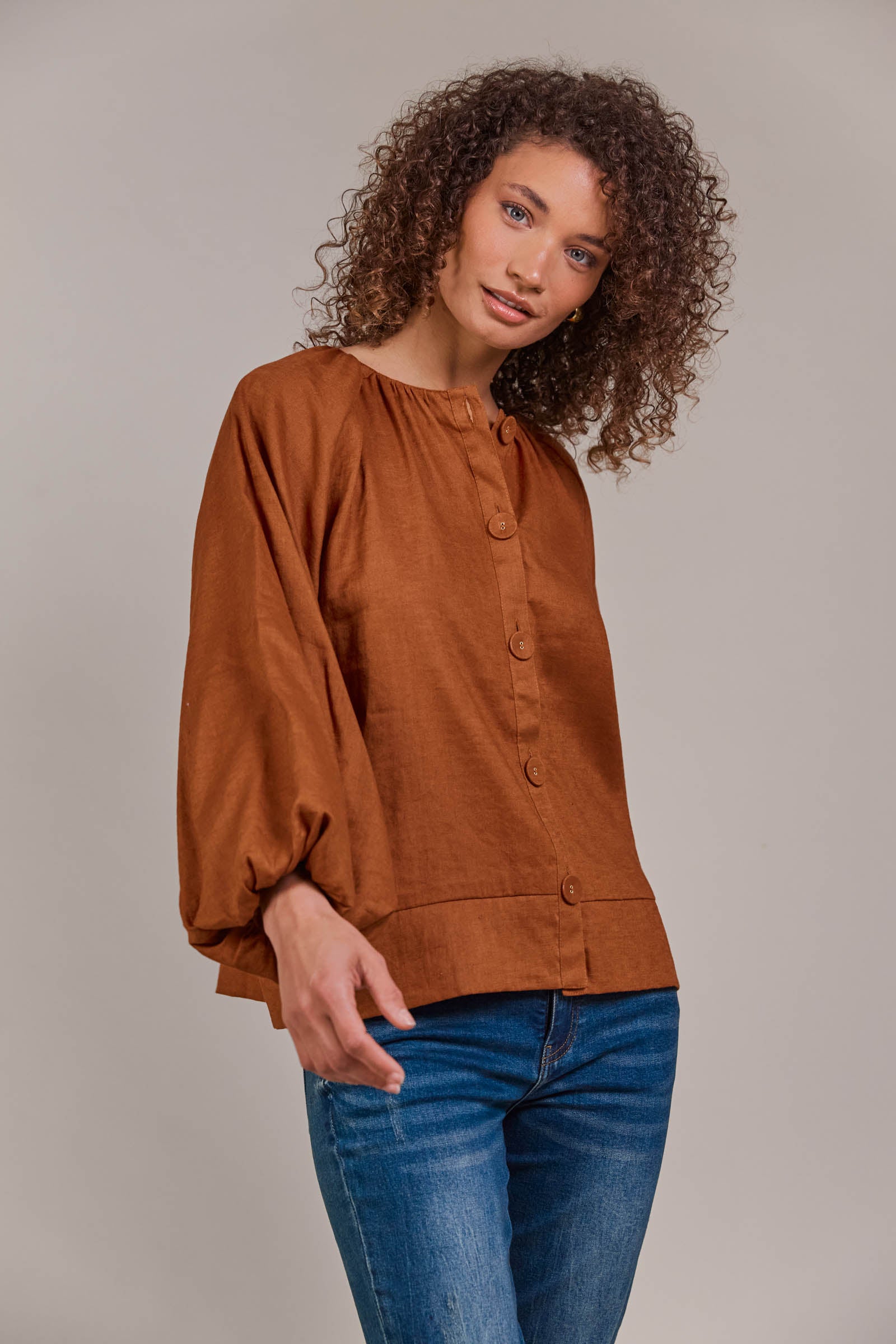 Laax Button Blouse - Hazel