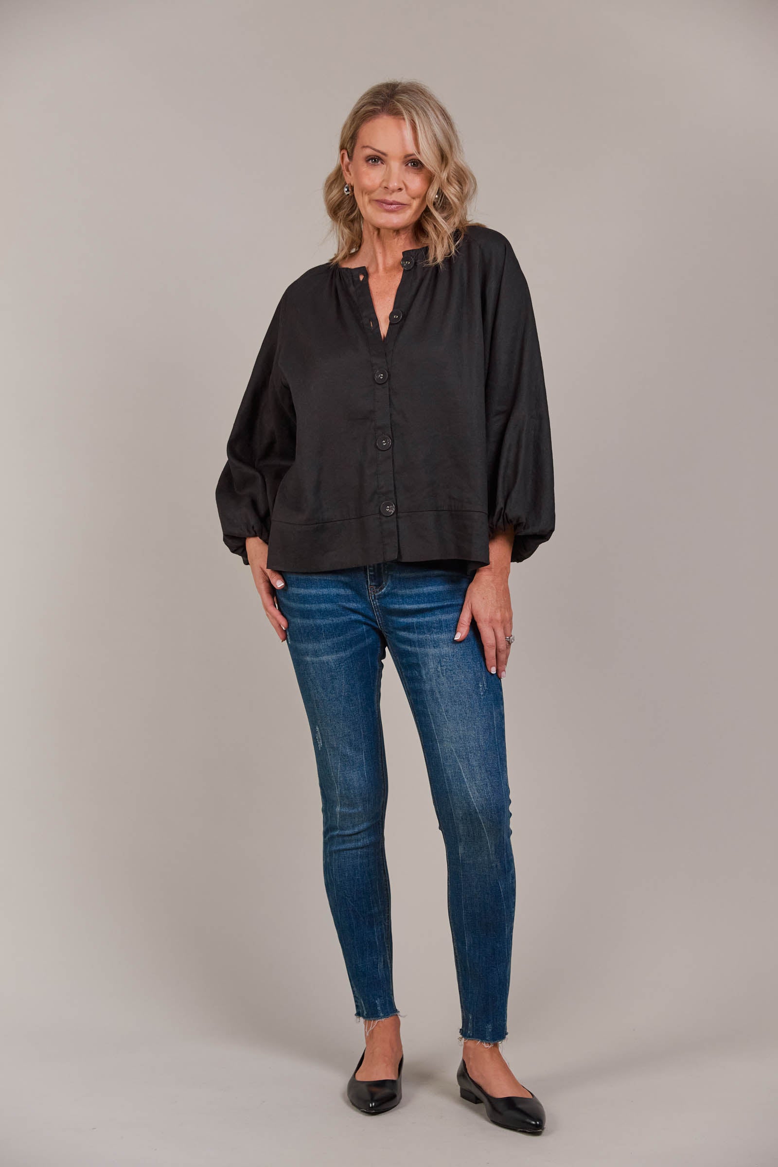 Laax Button Blouse - Black