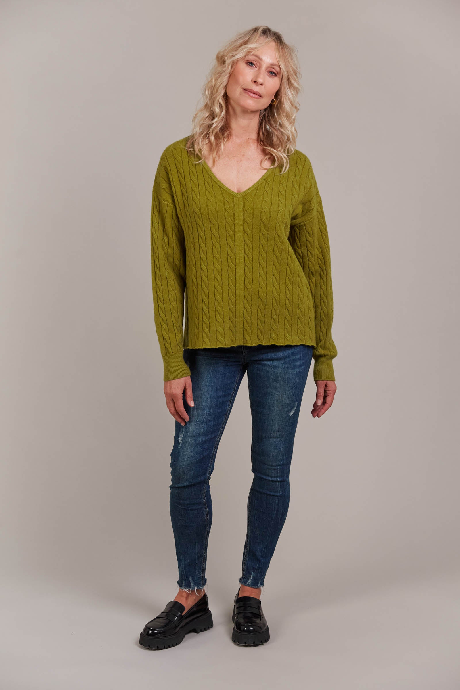 Palmer Cable Knit - Chartreuse