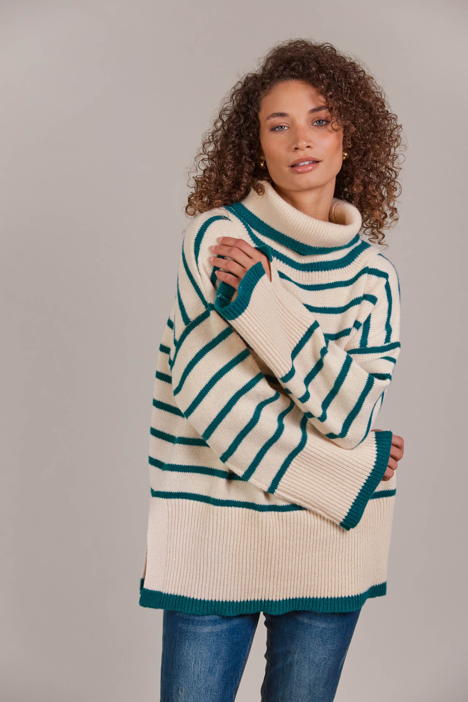 Katana Roll Neck Knit - Teal