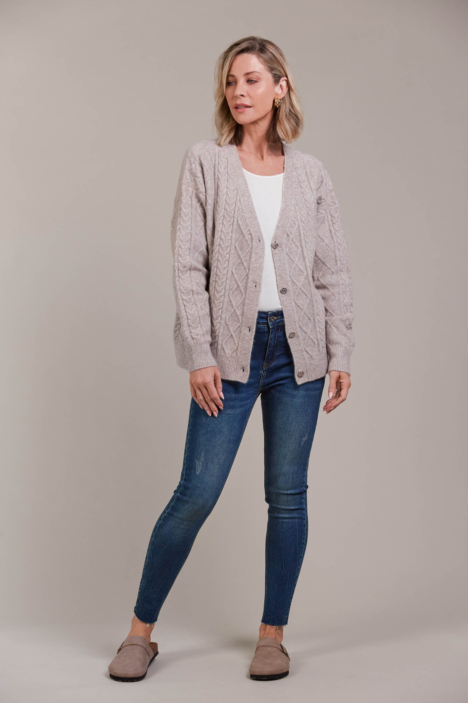 Merano Crop Cardigan - Flax