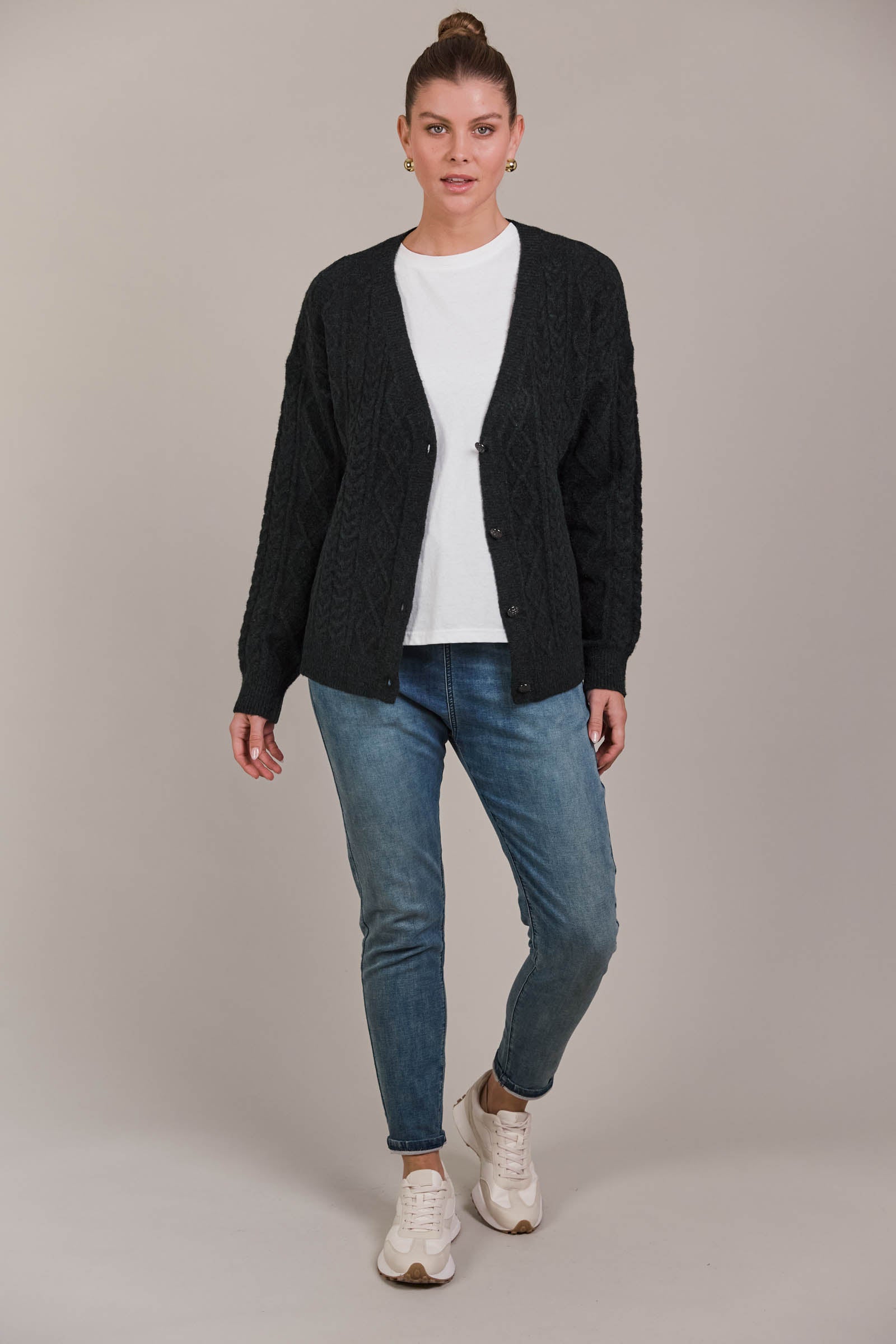 Merano Crop Cardigan - Char