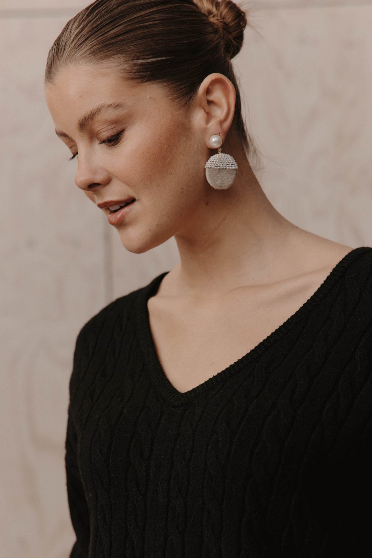 Elsie Round Earring - Ecru