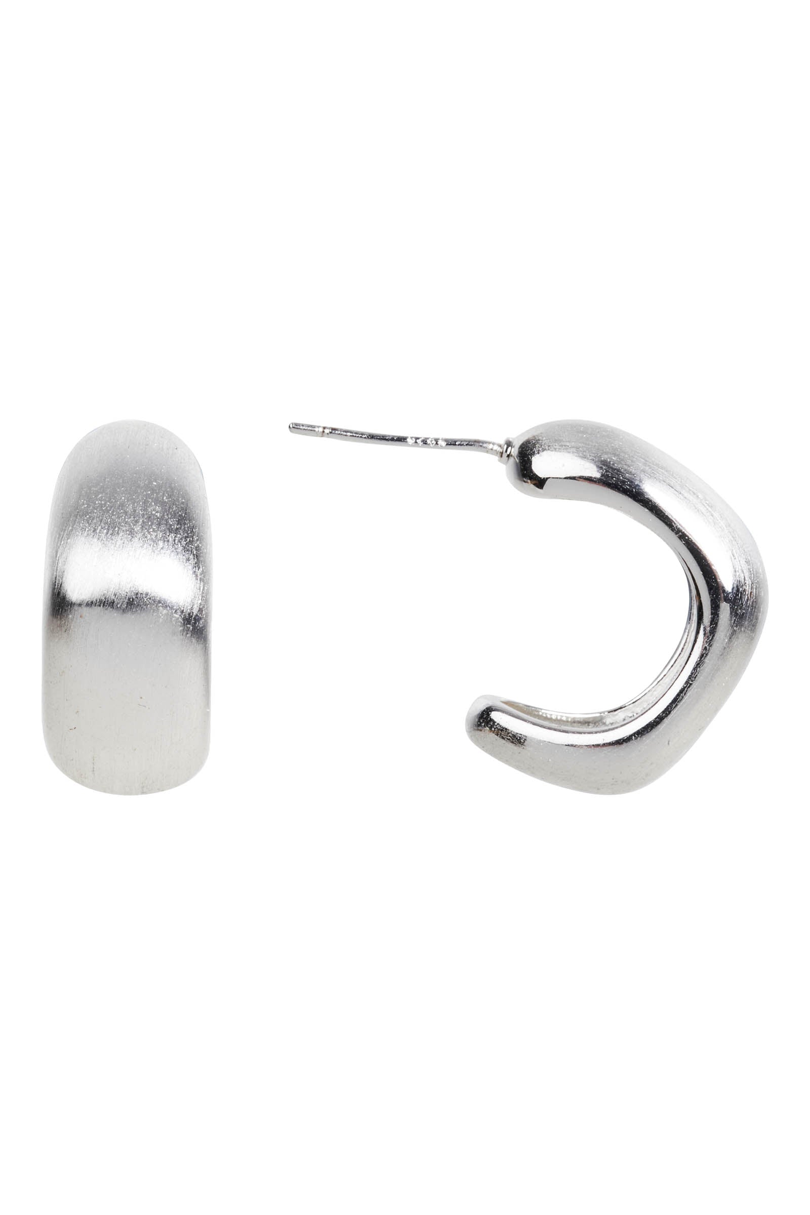 Heritage Satin Earring - Silver Hoop