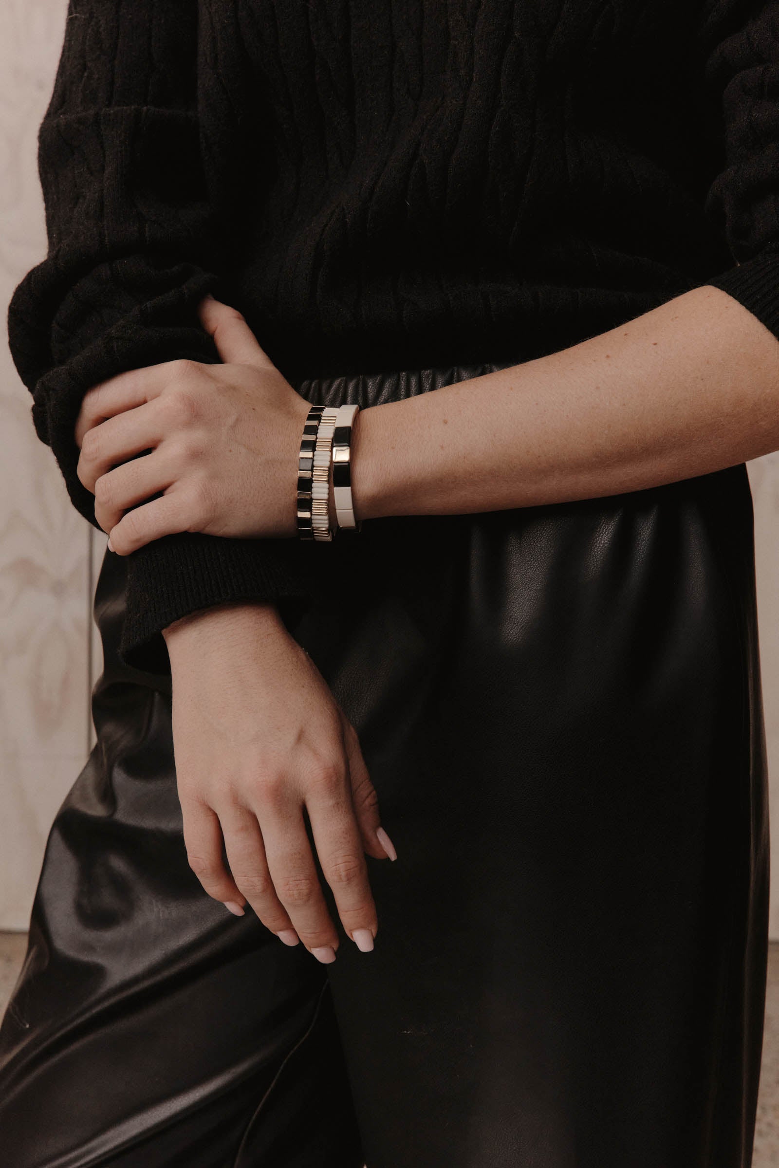 Santani Cuff - Ecru/Black