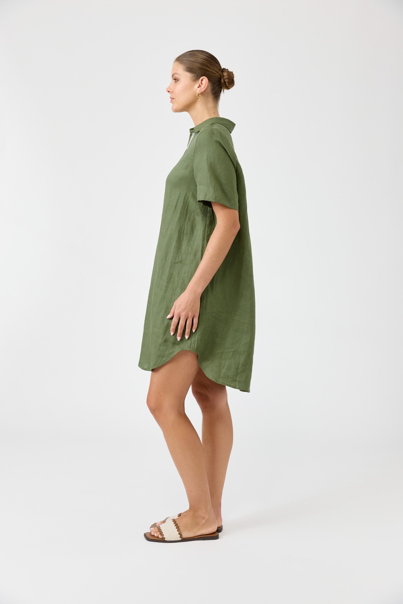 Studio Short Shirt Dress - Olive