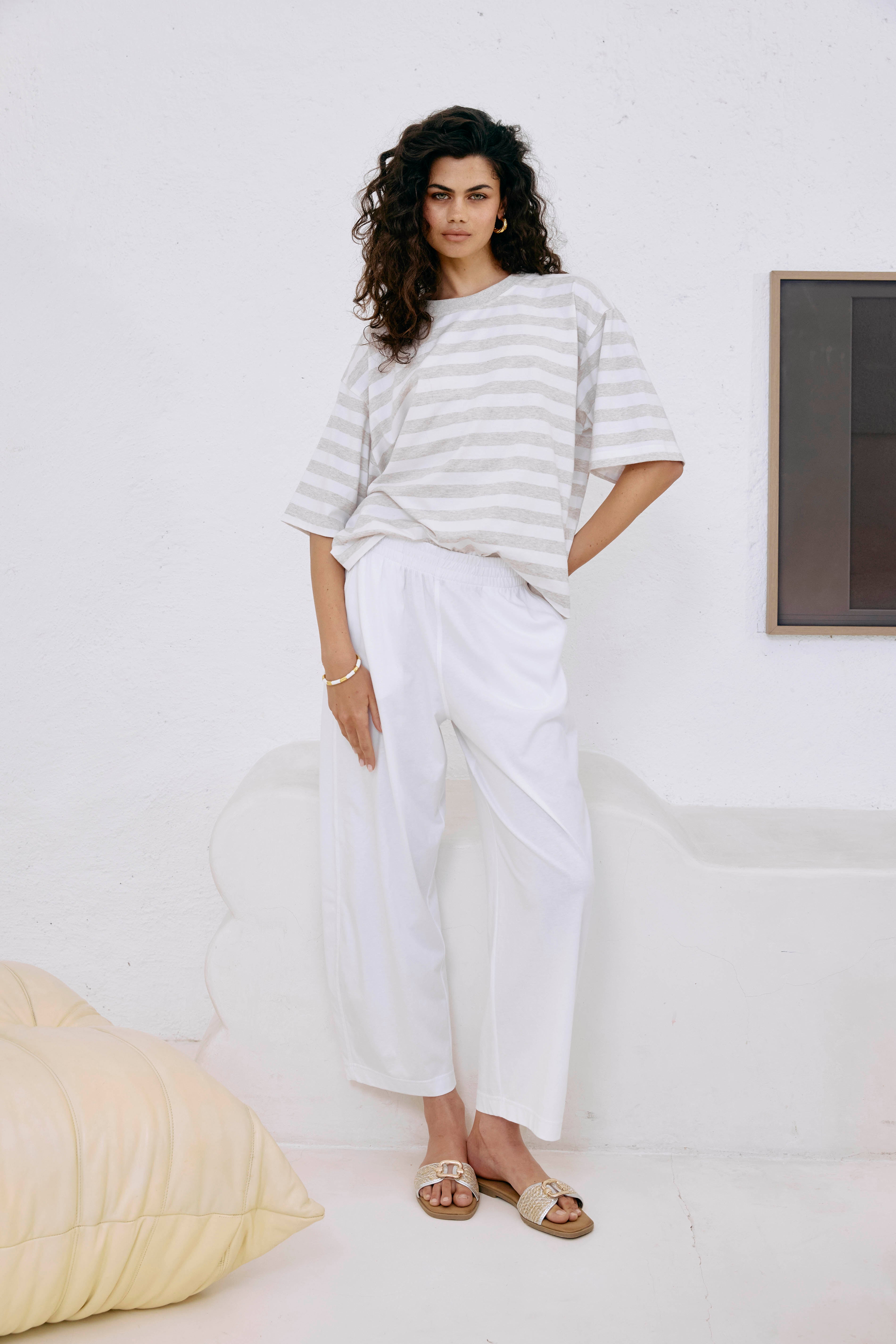 Studio Stripe Tshirt - Stone