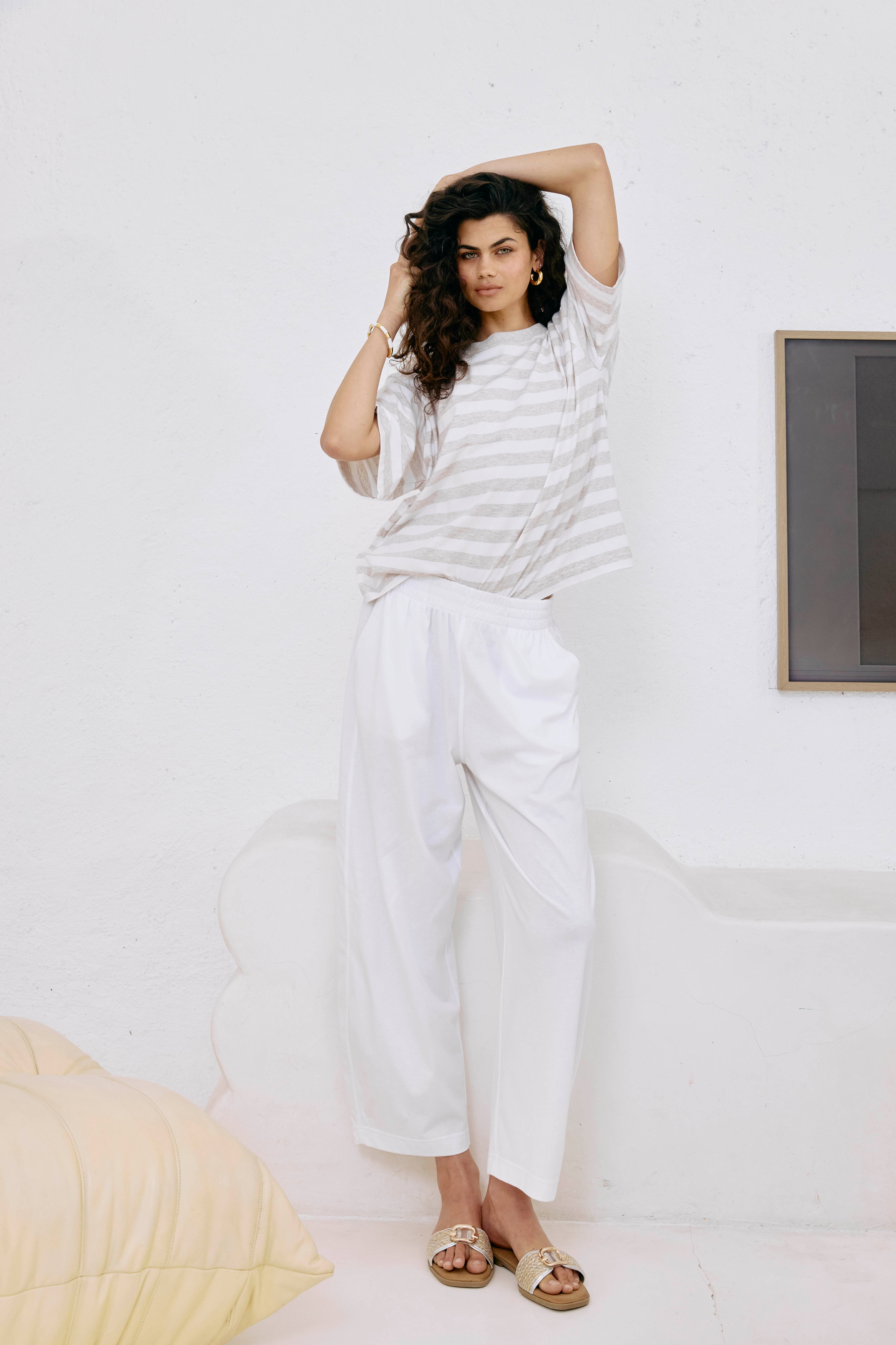 Studio Stripe Tshirt - Stone