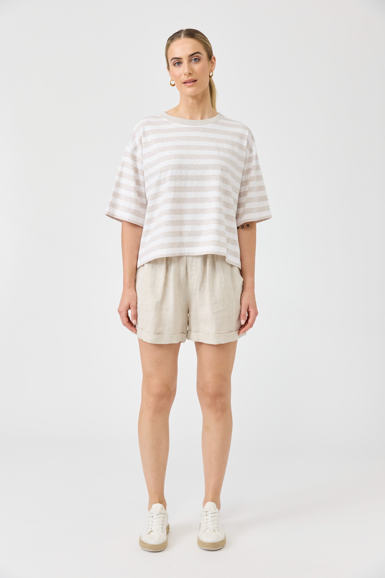 Studio Stripe Tshirt - Stone