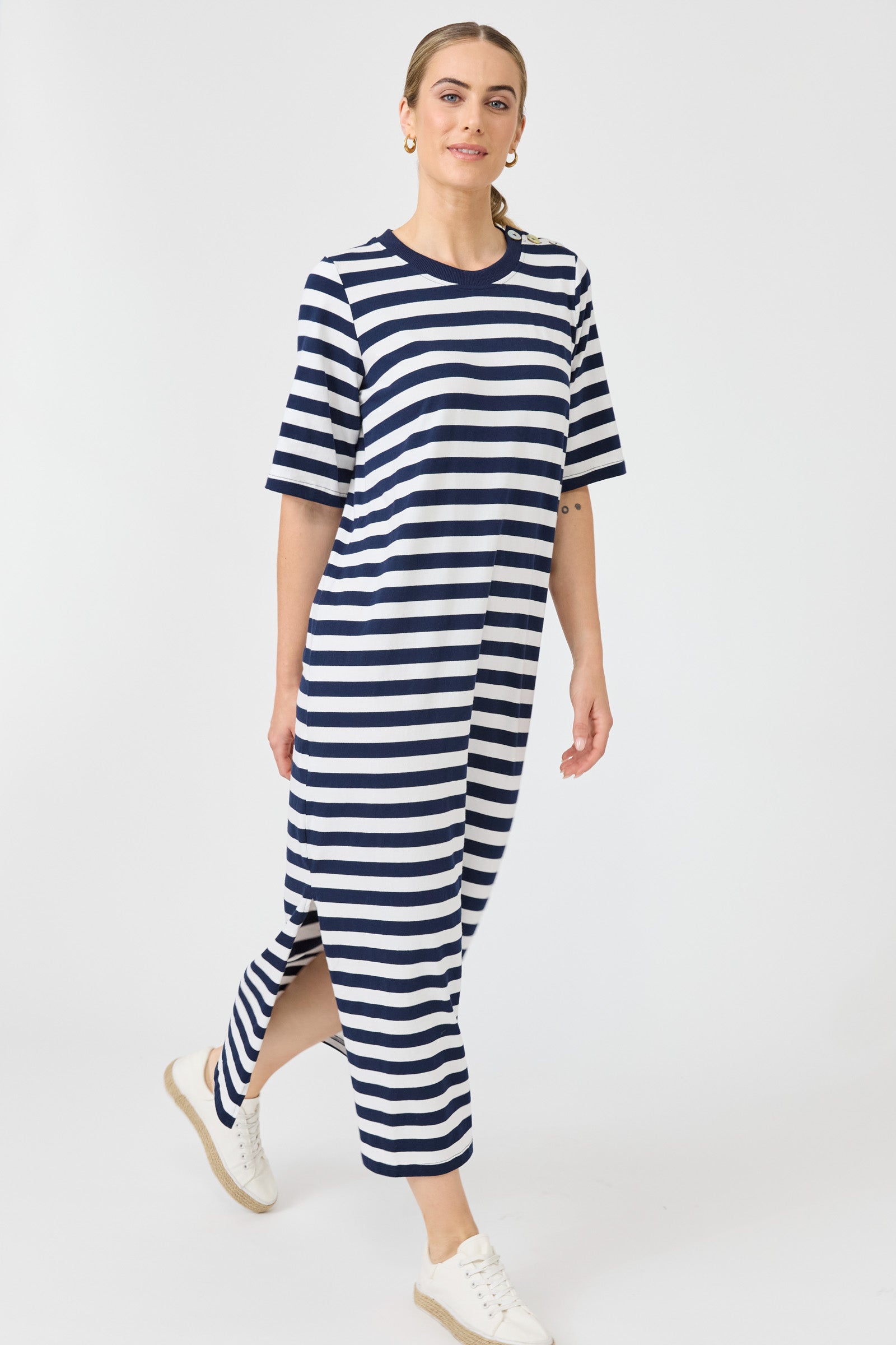 Studio Stripe Tshirt Dress - Indigo