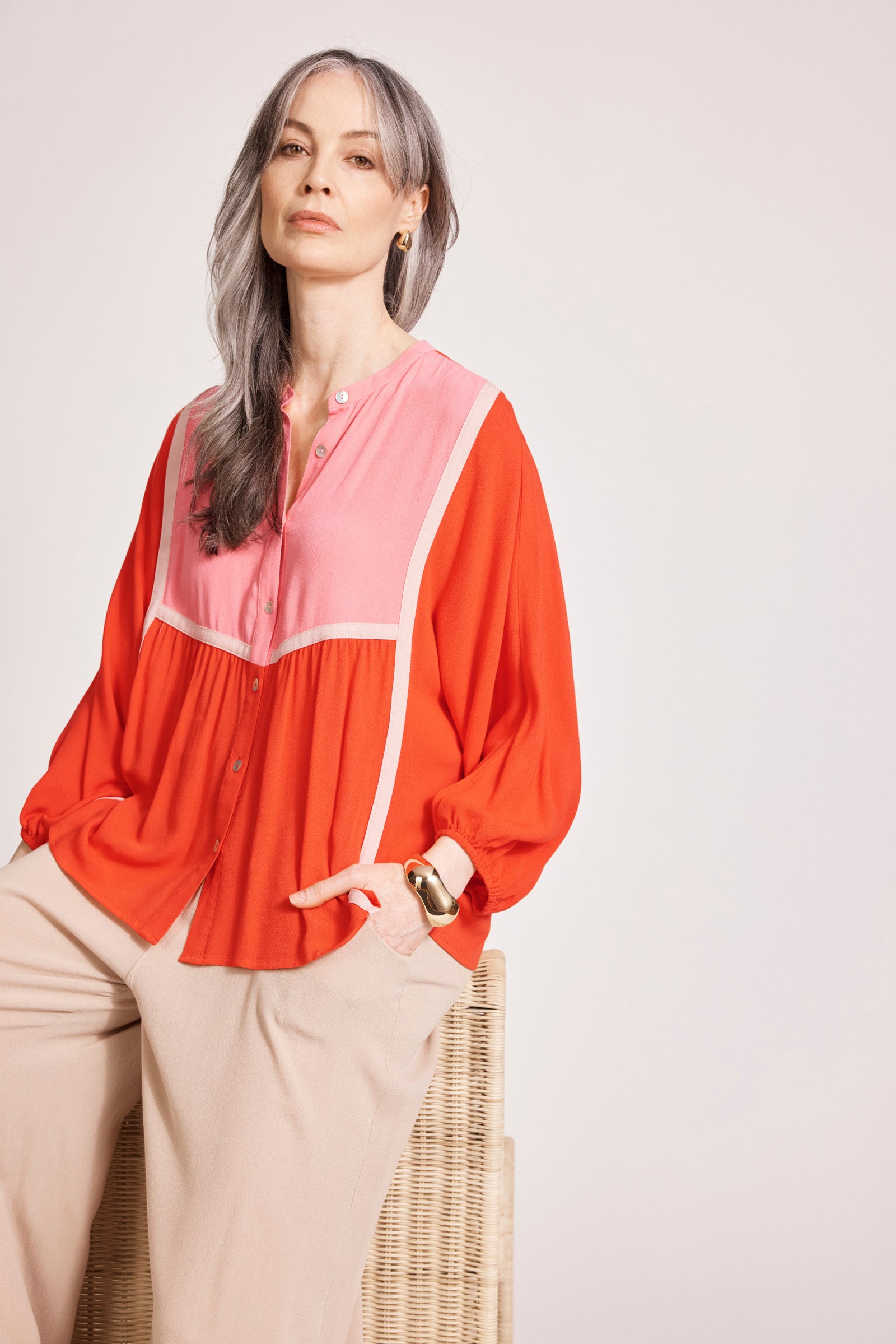 Alegria Spliced Top - Cameo/Coral