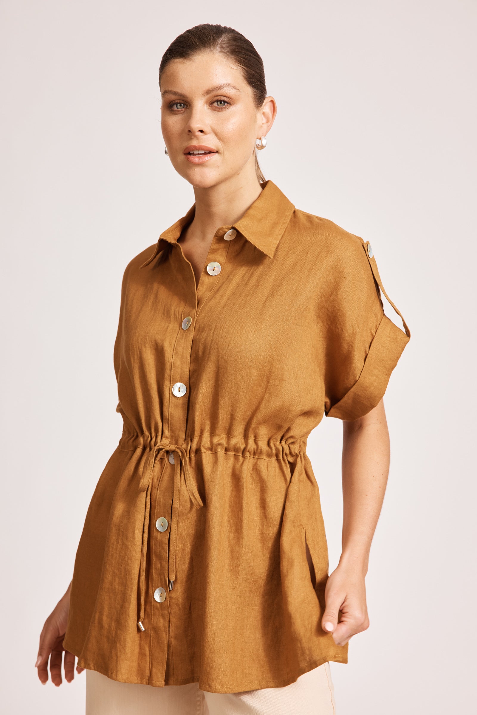 Miramar Tie Shirt - Caramel