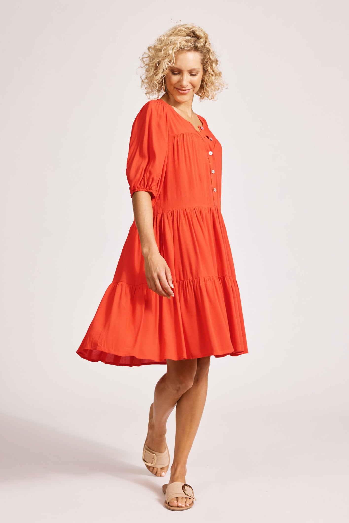 Alegria Midi Dress - Coral