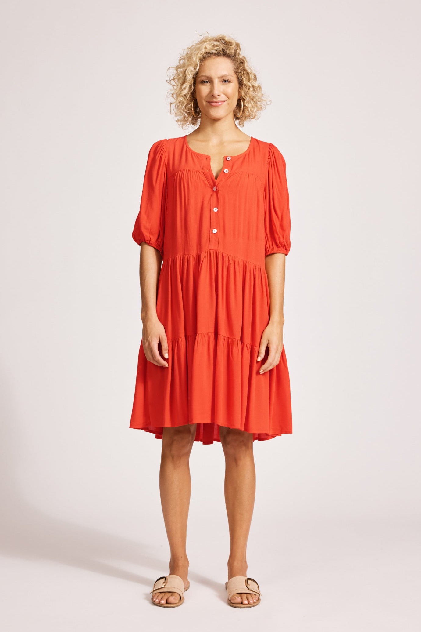 Alegria Midi Dress - Coral