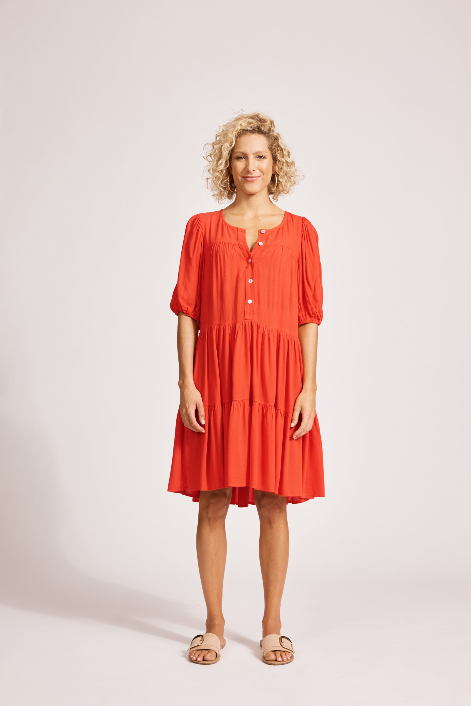 Alegria Midi Dress - Coral