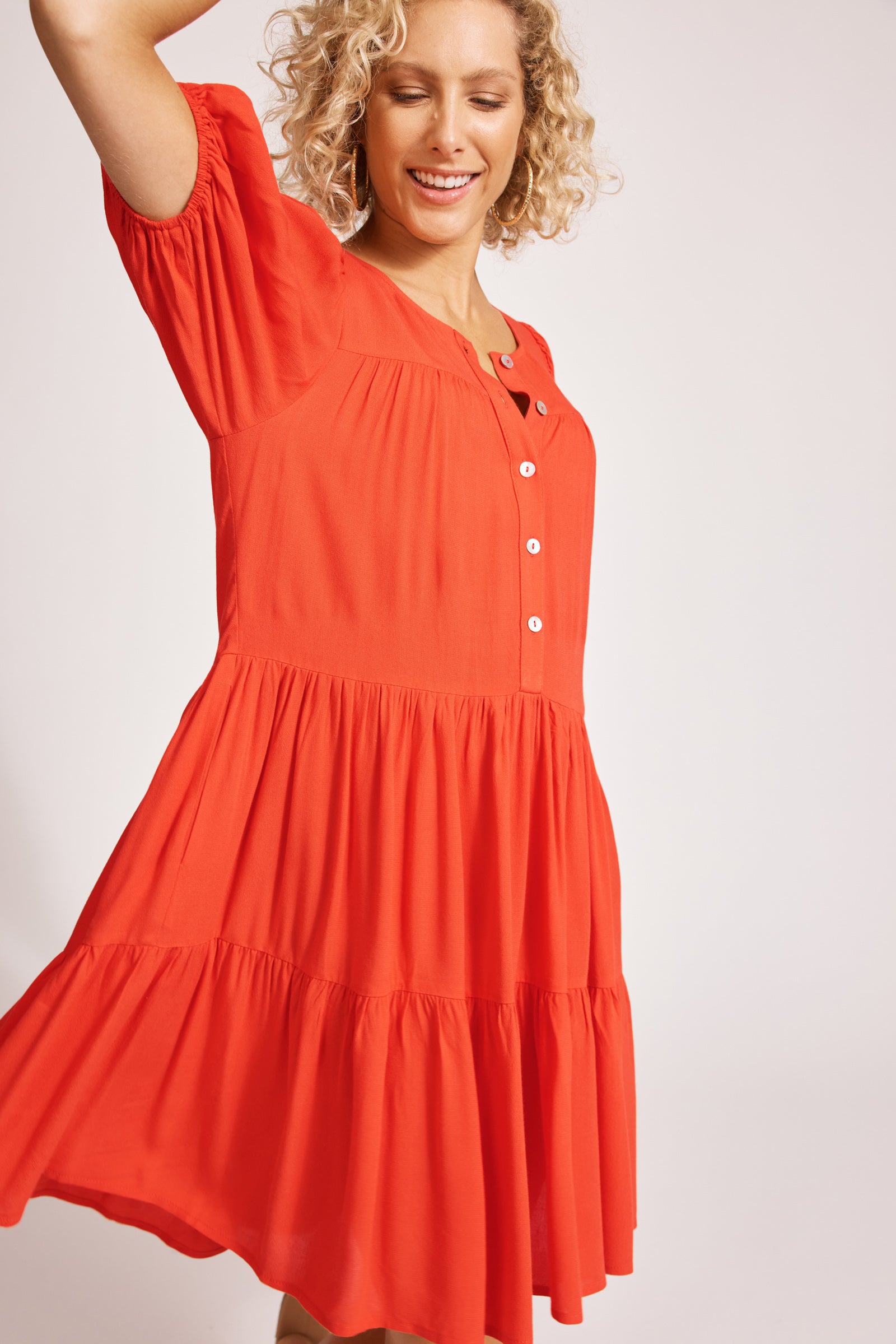 Alegria Midi Dress - Coral