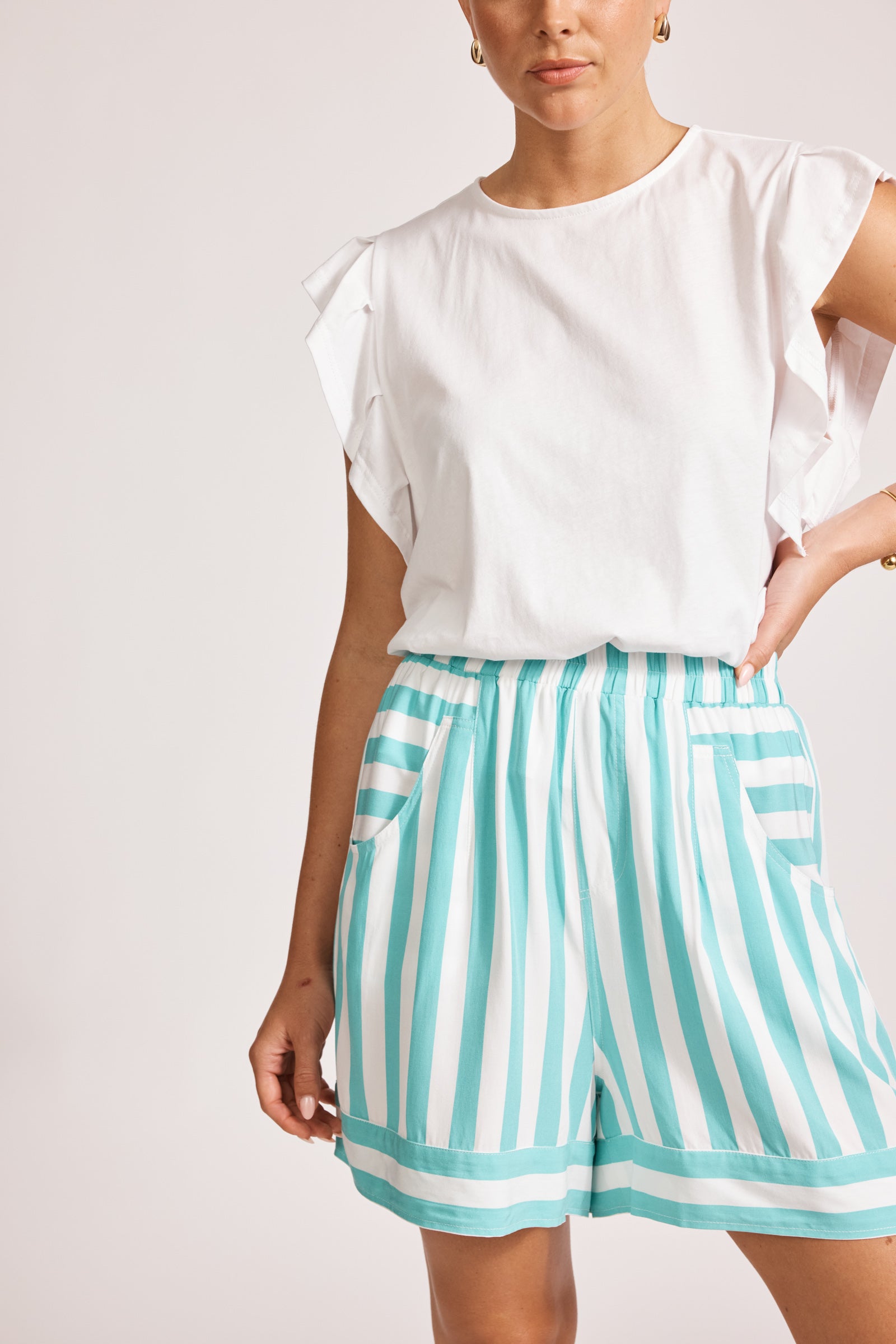 Treville Stripe Short - Aqua