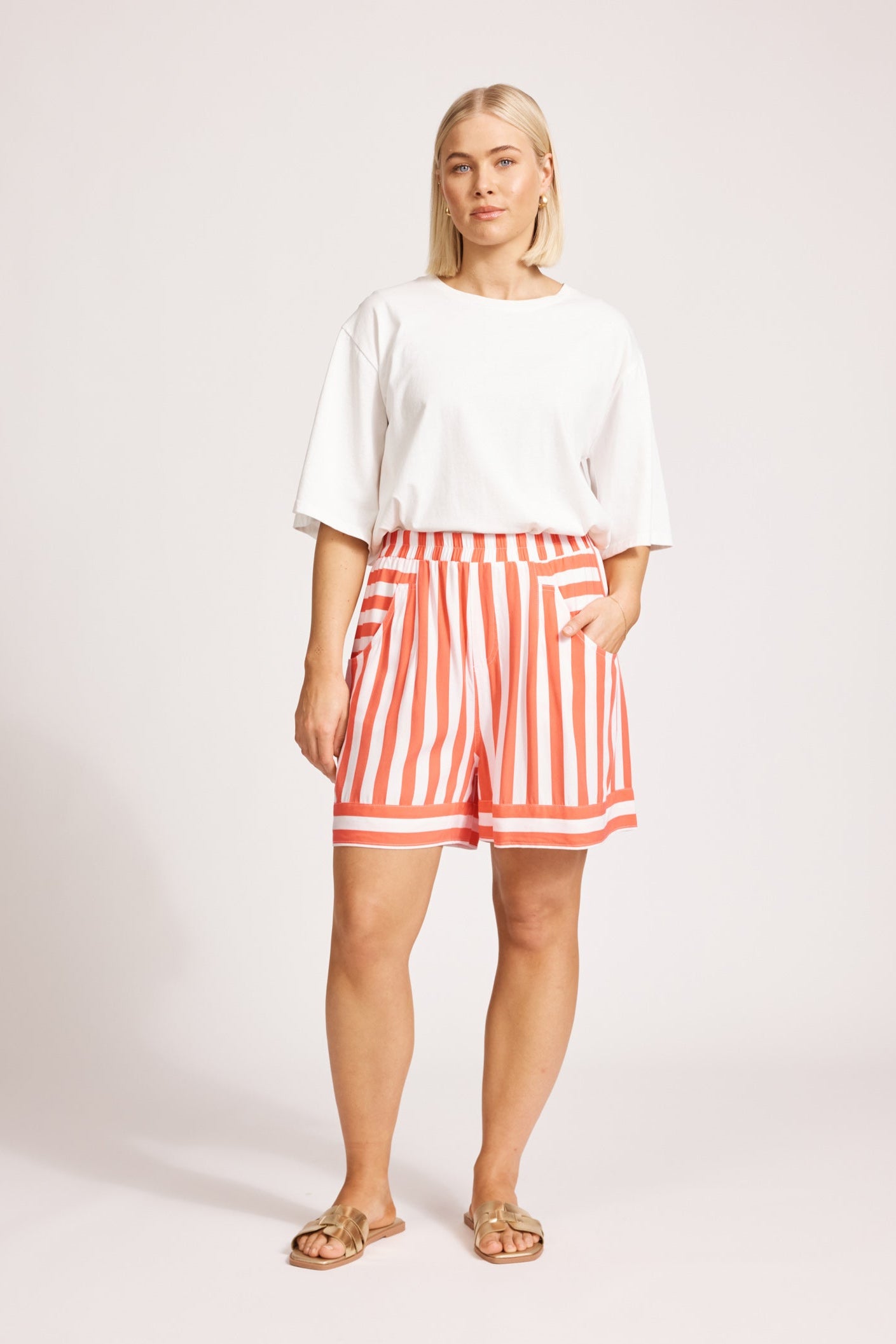 Treville Stripe Short - Coral