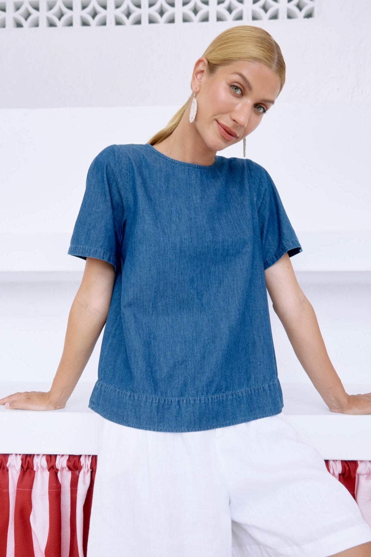 Melenia Denim Top - Indigo
