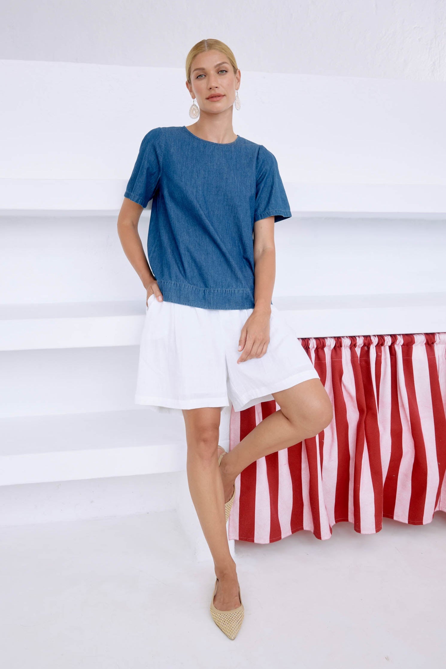 Melenia Denim Top - Indigo