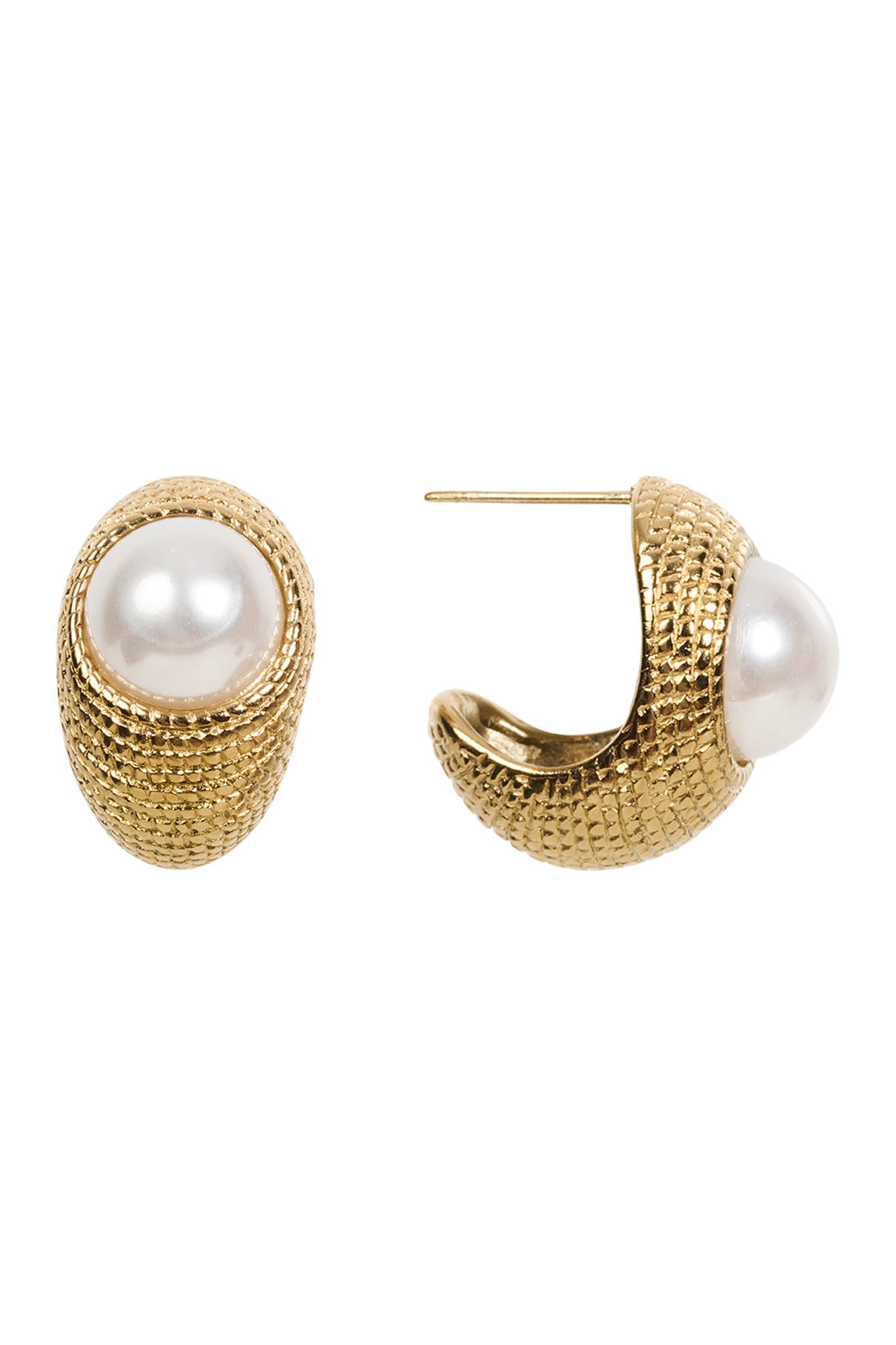 Neri Hoop Earring - Gold Pearl