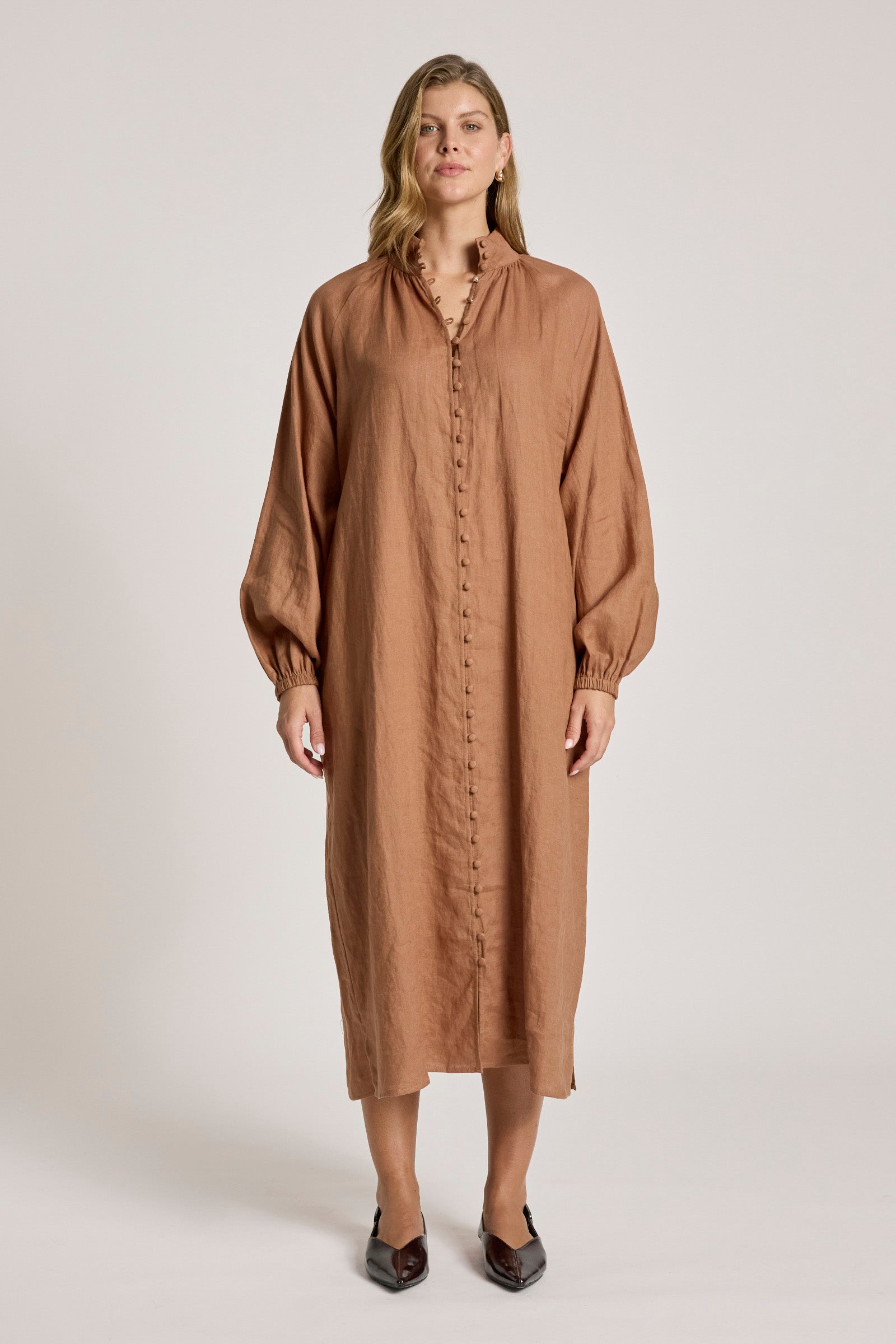 Bajau Button Dress - Clay